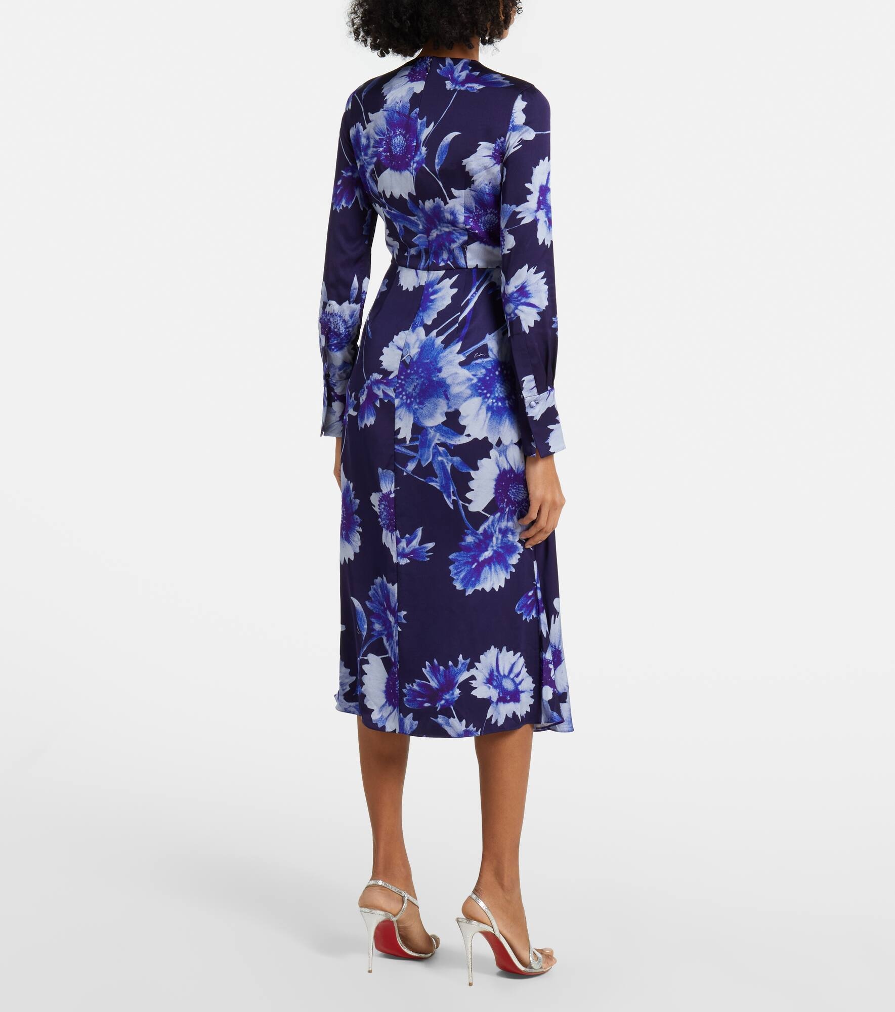 Floral draped midi dress - 3