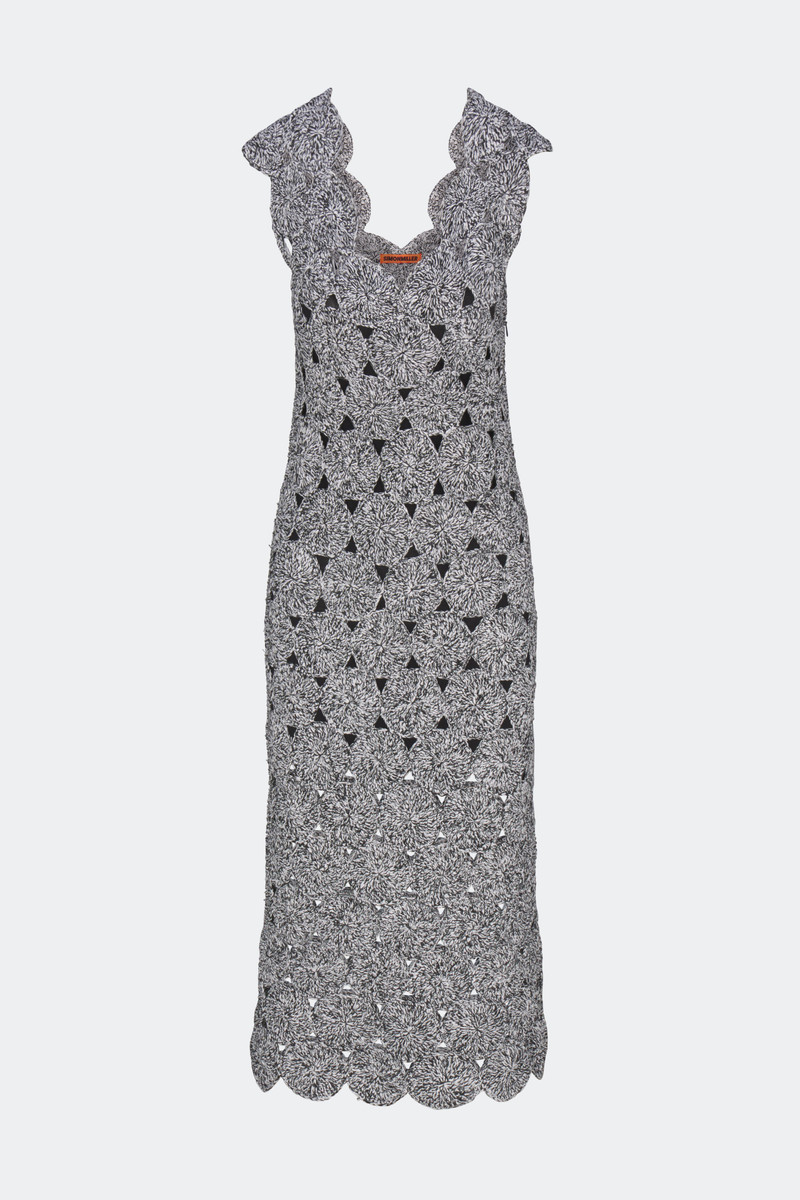 SIMONMILLER Muro Crochet Dress In Black/White Space Dye outlook