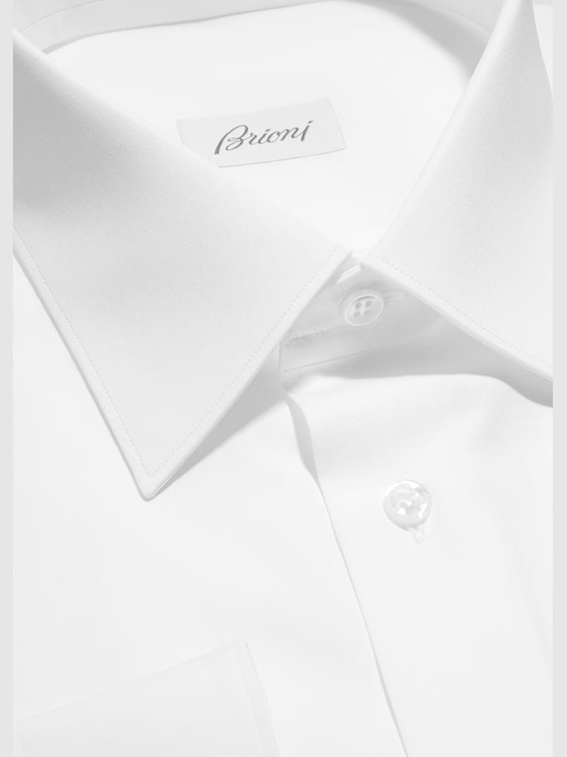 Brioni Wardrobe Essential Solid Dress Shirt, White outlook