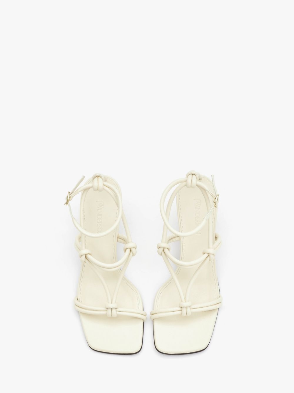 CHAIN HEEL LEATHER STRAPPY SANDALS - 4