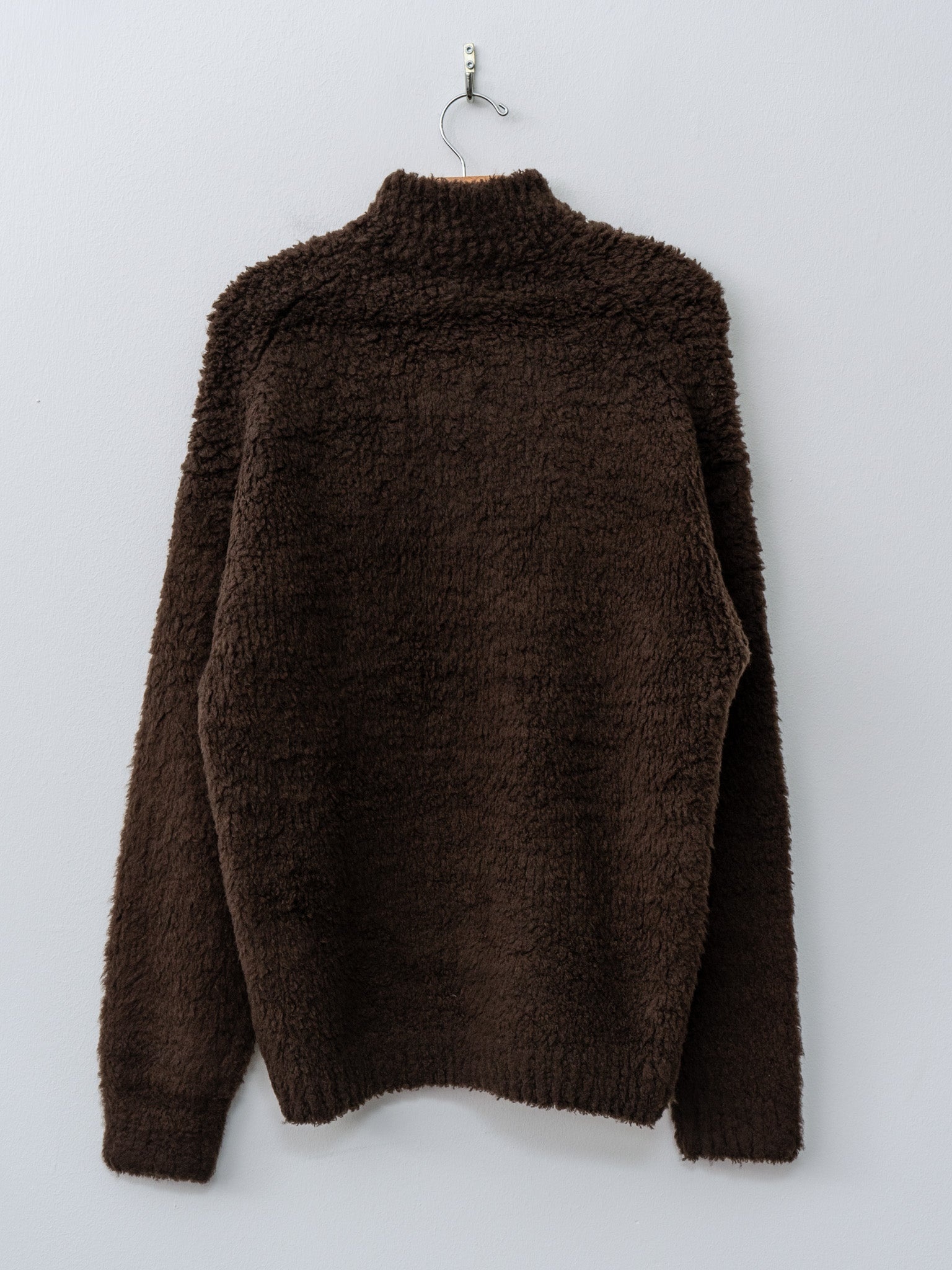 Merino Wool Boa Knit Half Zip P/O - Dark Brown - 6