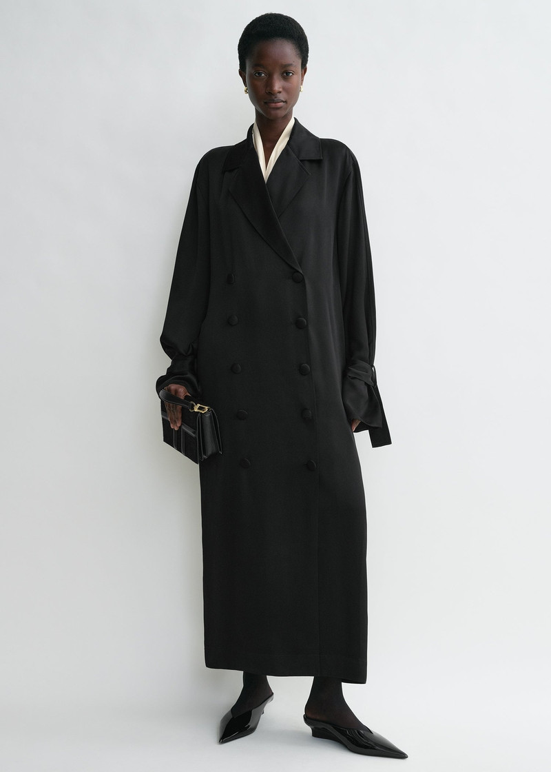 Totême Satin trench dress black outlook