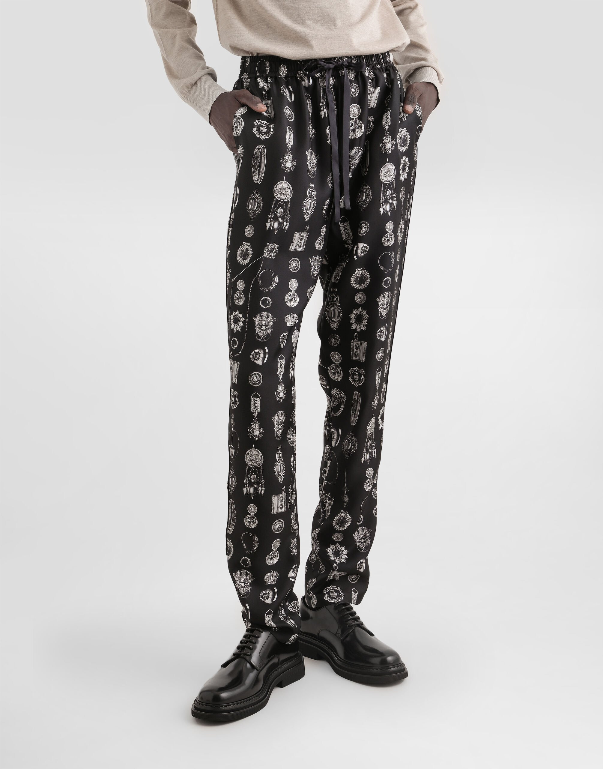 Jewel-print twill trousers - 4