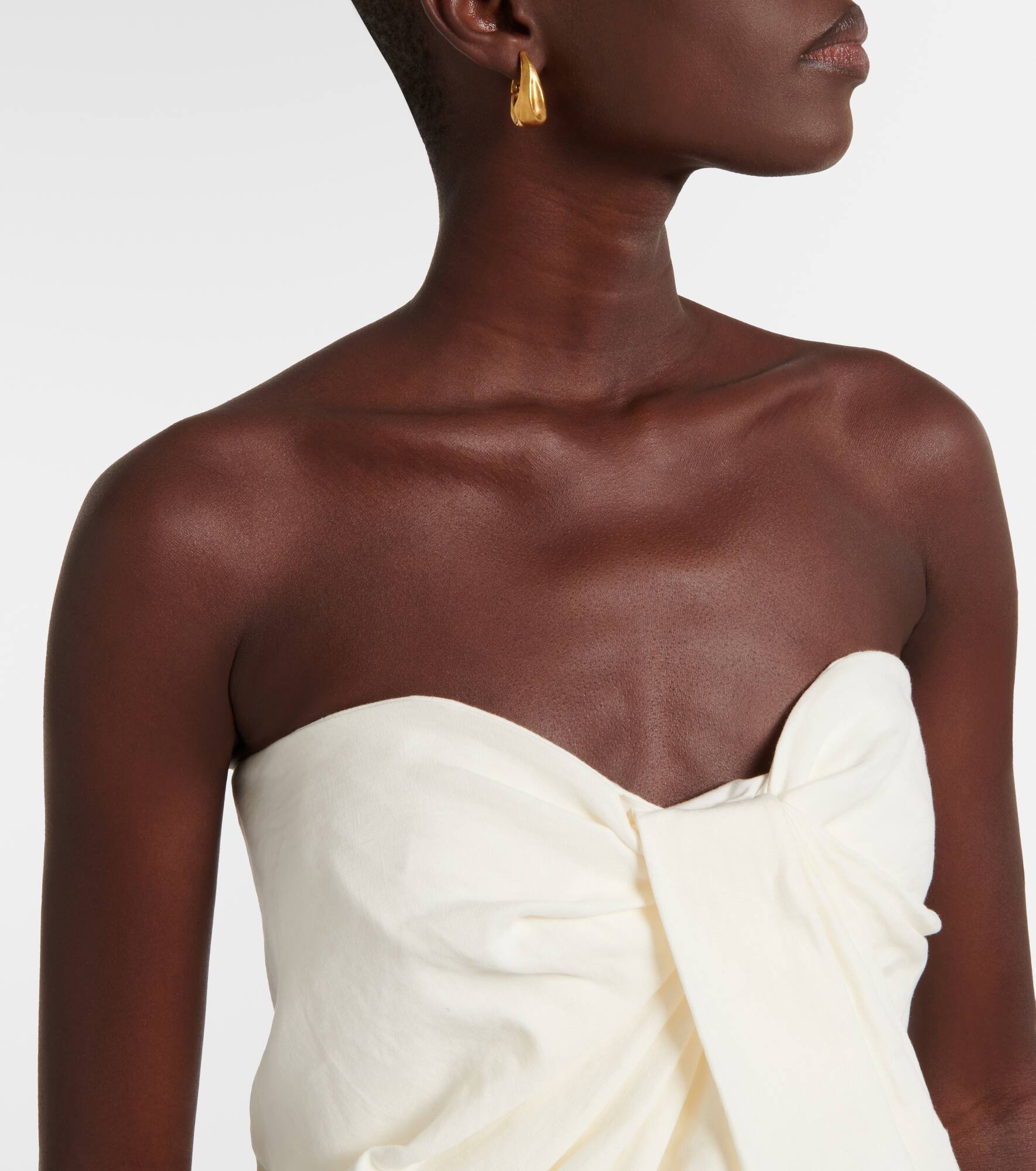 Tuiren draped linen and cotton-blend top - 4