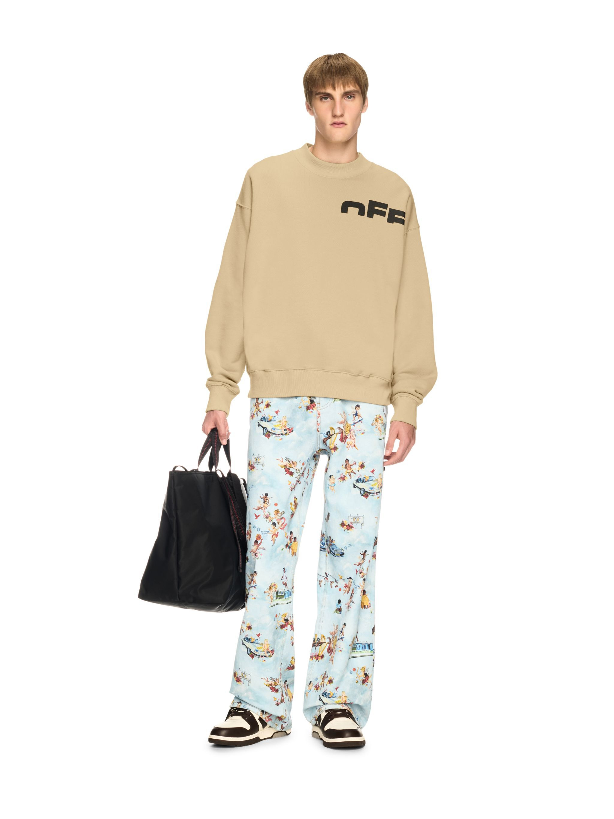 Beige Off Split Sweatshirt - 2