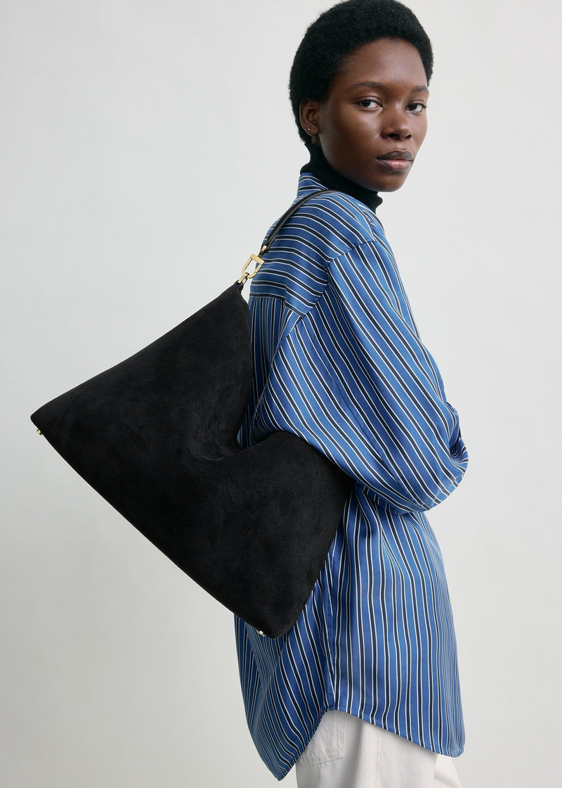 TOTEME Medium Bevel suede bag black outlook