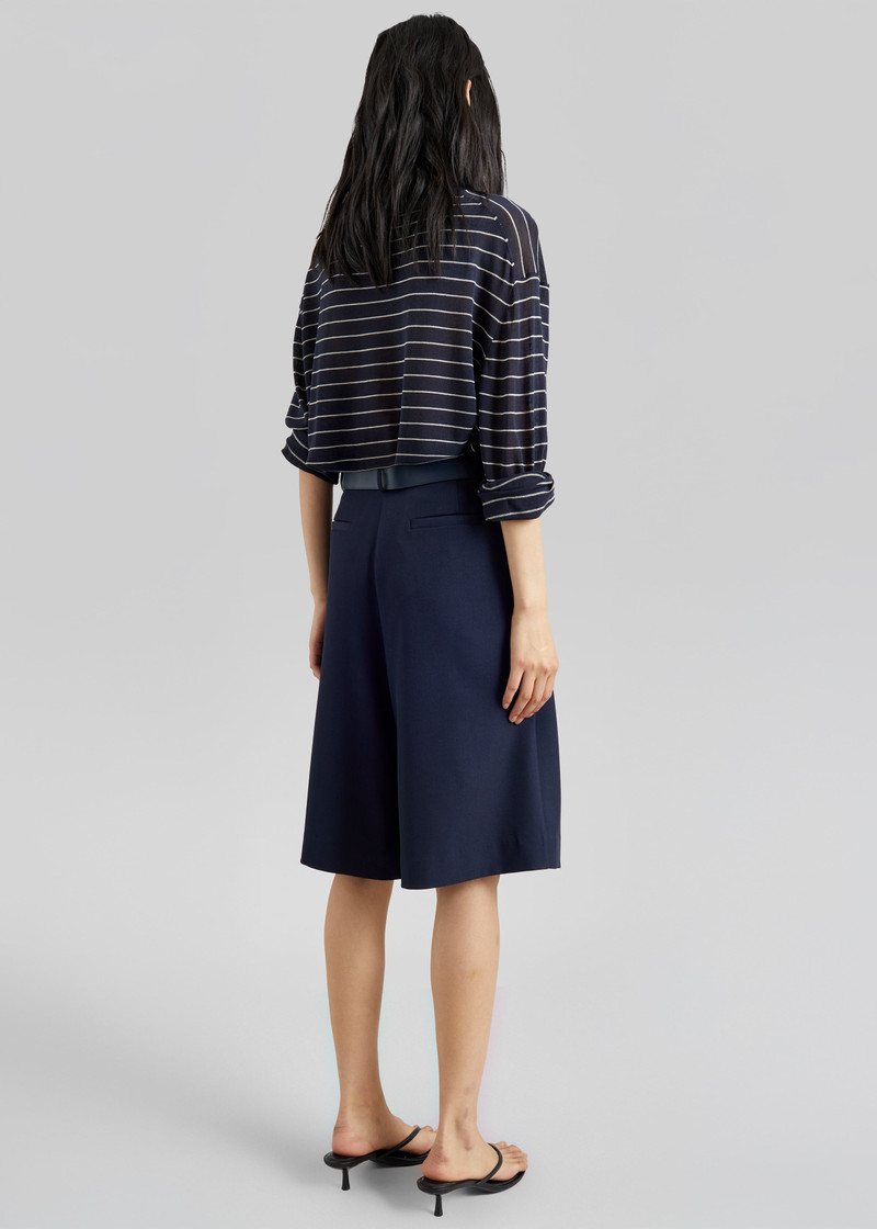 Martel Pleated Bermuda Shorts - Navy 9