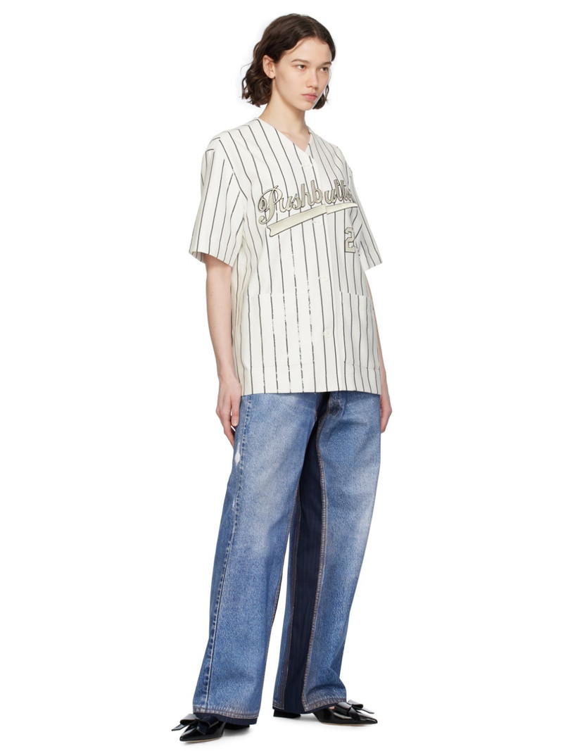 pushBUTTON White Striped Shirt outlook