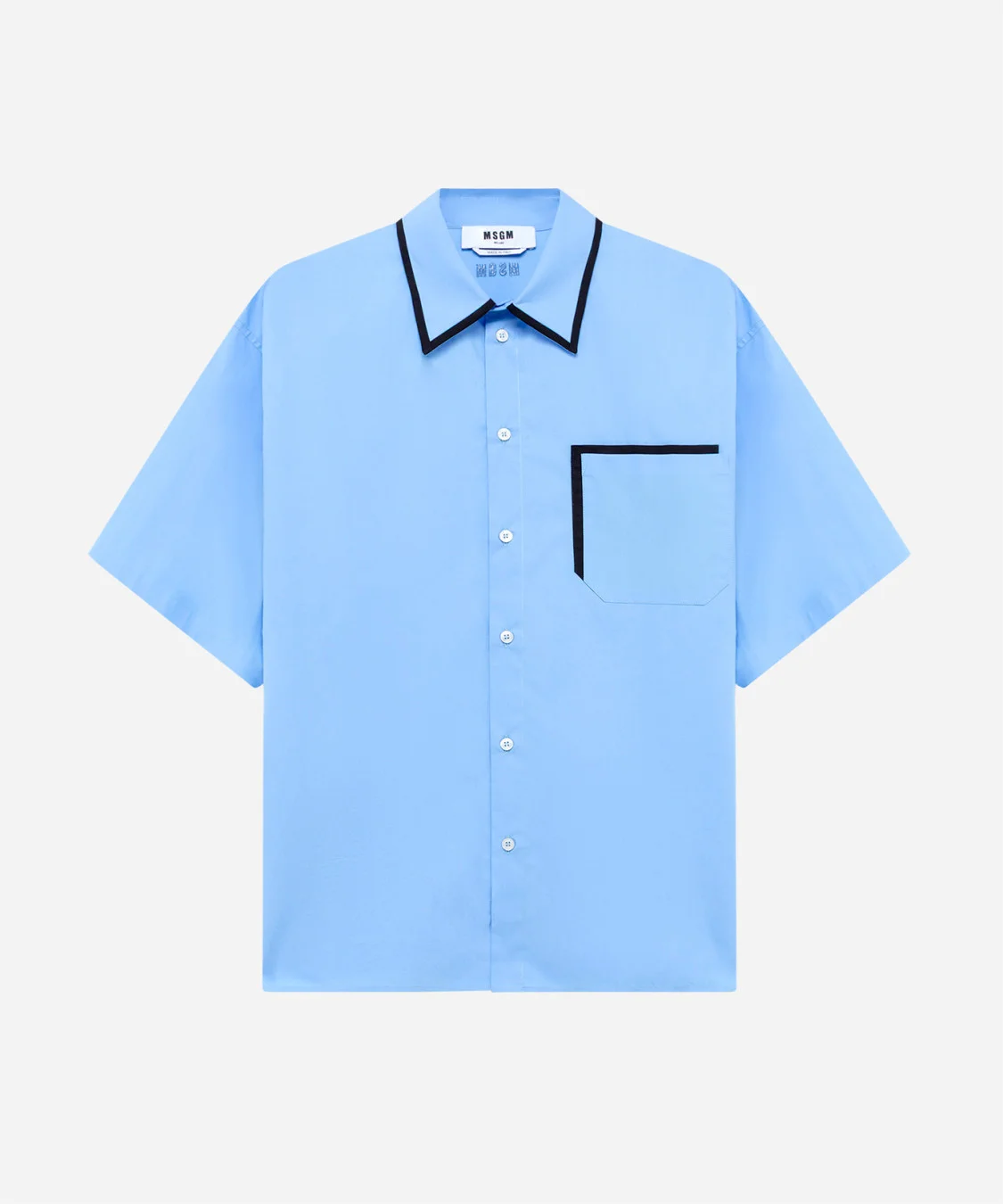 Poplin shirt with contrast piping - 1