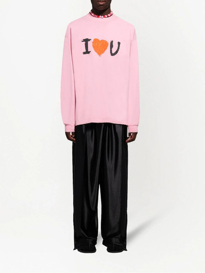 BALENCIAGA slogan-print cotton sweatshirt outlook