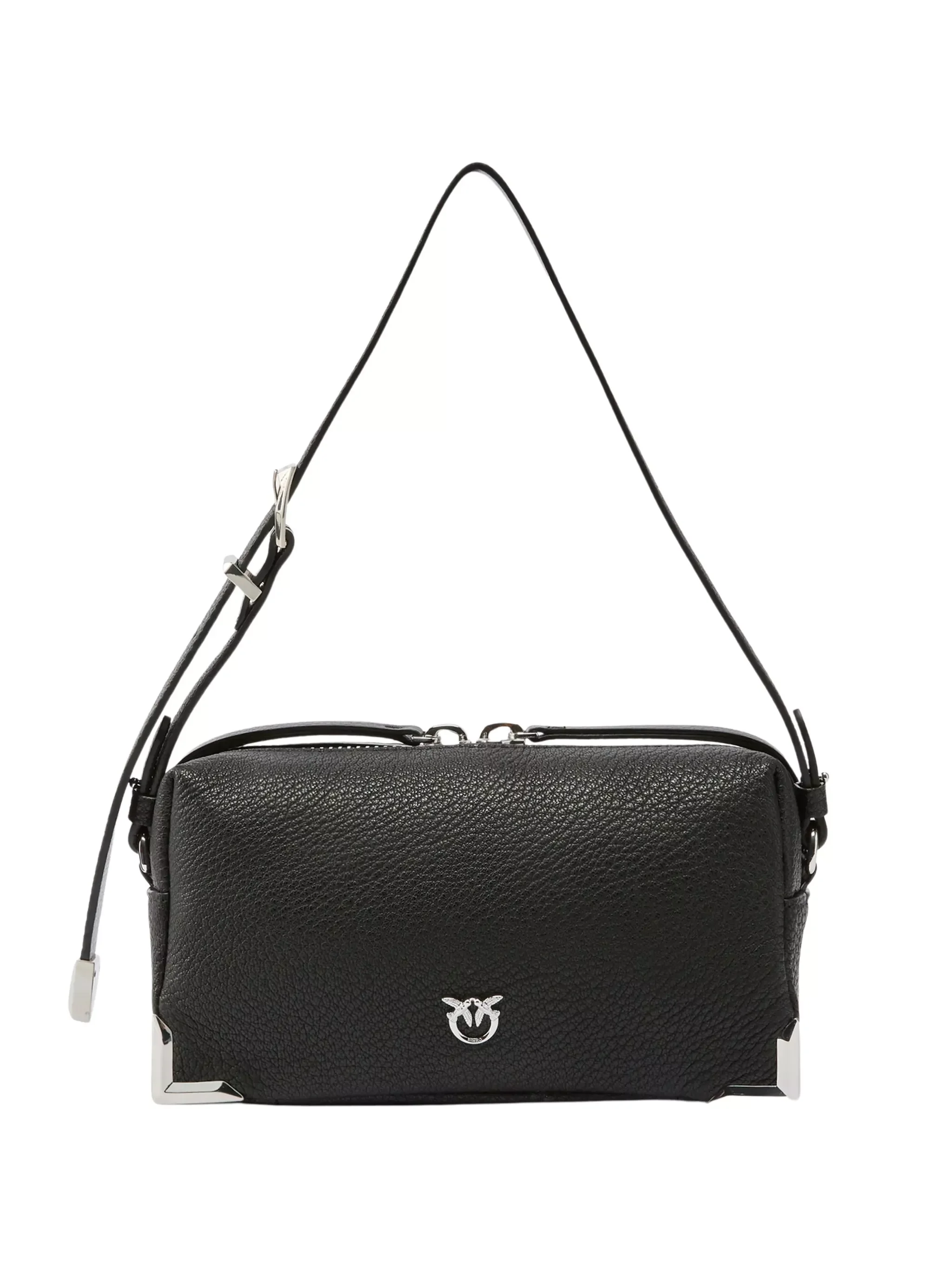 Shoulder Bag In Hammered Leather With Logo Plate - 1