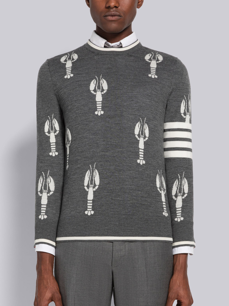 Lobster Merino 4-Bar Crew Neck Pullover 1