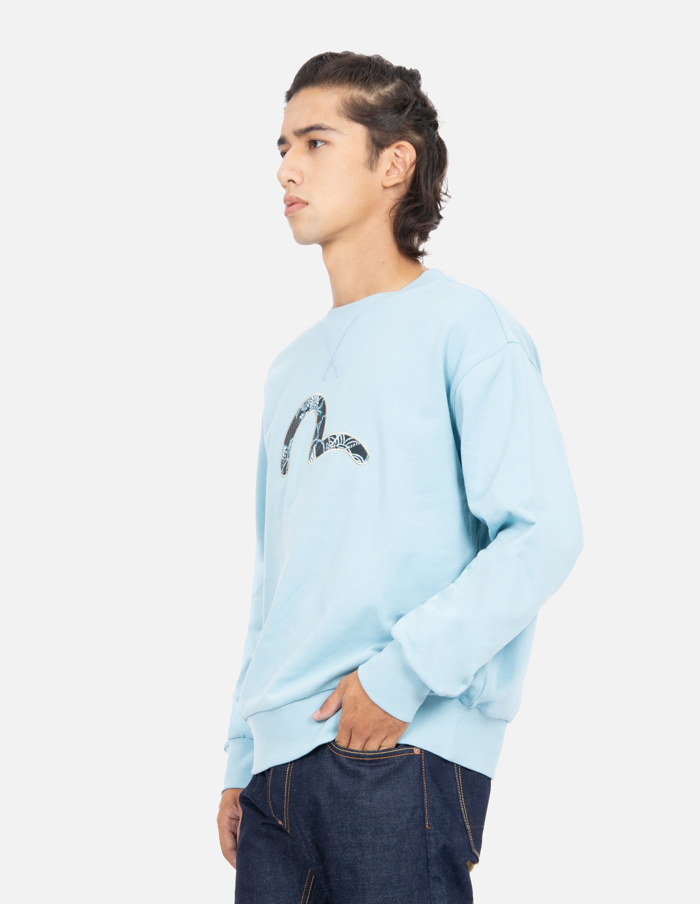 Japanese-pattern Seagull Print Sweatshirt - 7