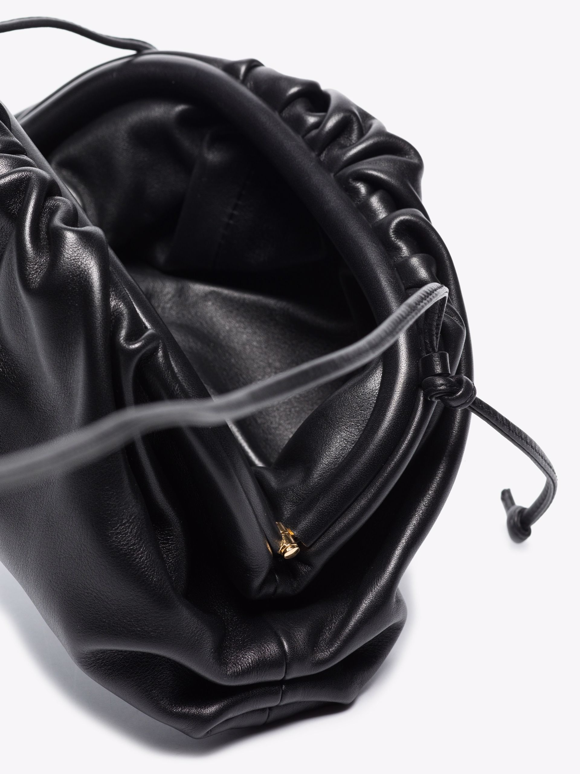 Black Mini Pouch Leather Clutch Bag - 5