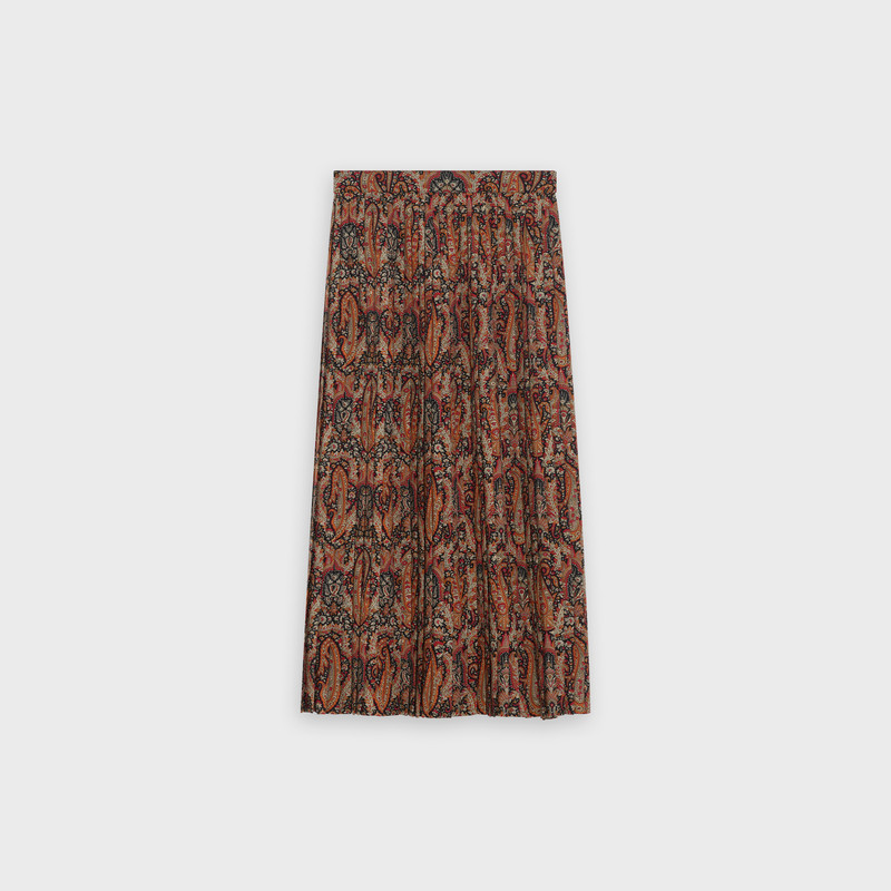 CELINE MIDI PLEATED SKIRT IN PRINTED WOOL outlook
