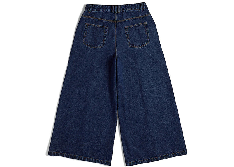 adidas adidas Ivy Park Women's Denim Wide-Leg Snap Pants Dark Denim outlook