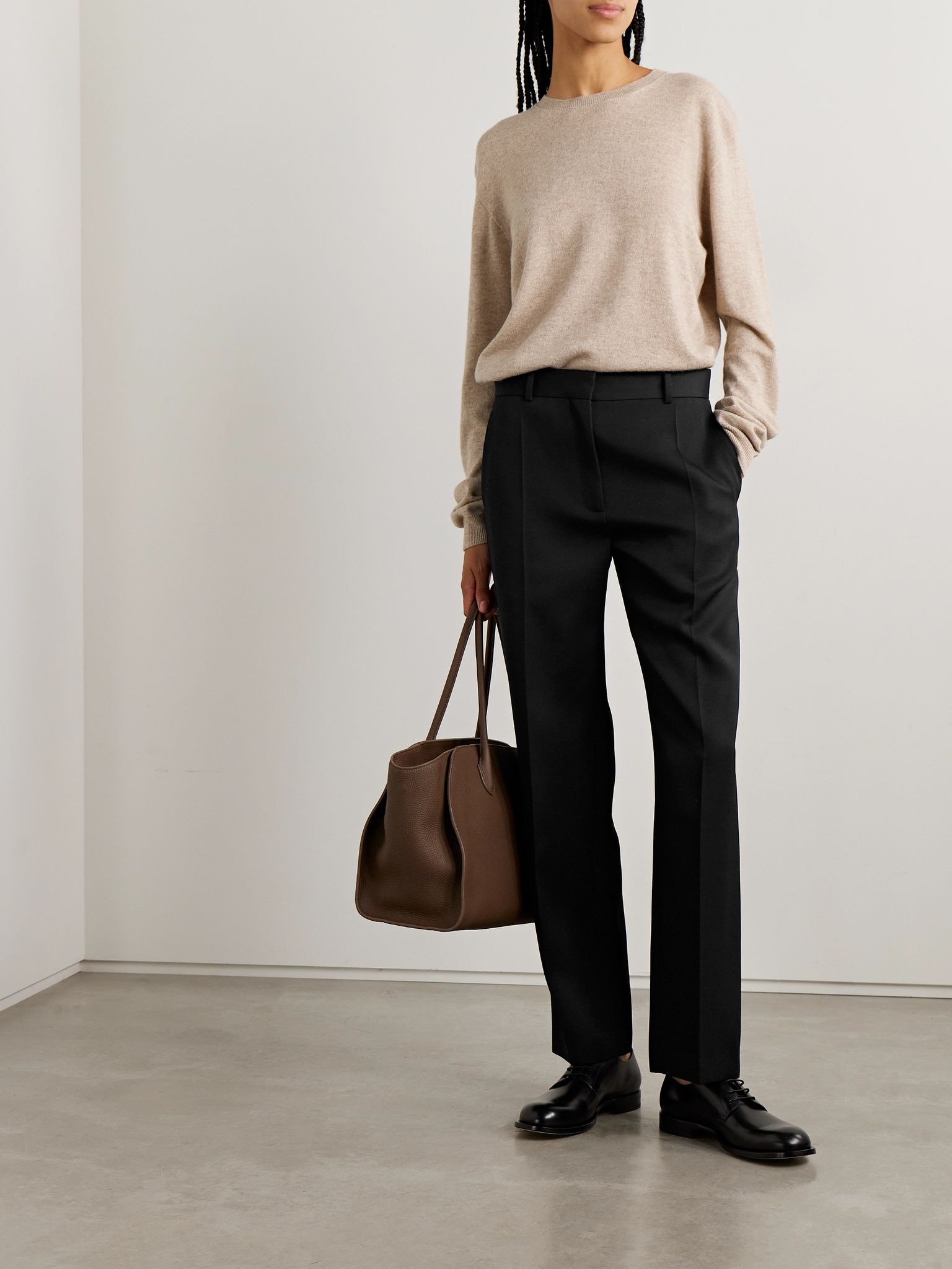 Relian pleated wool-gabardine straight-leg pants Black - 2