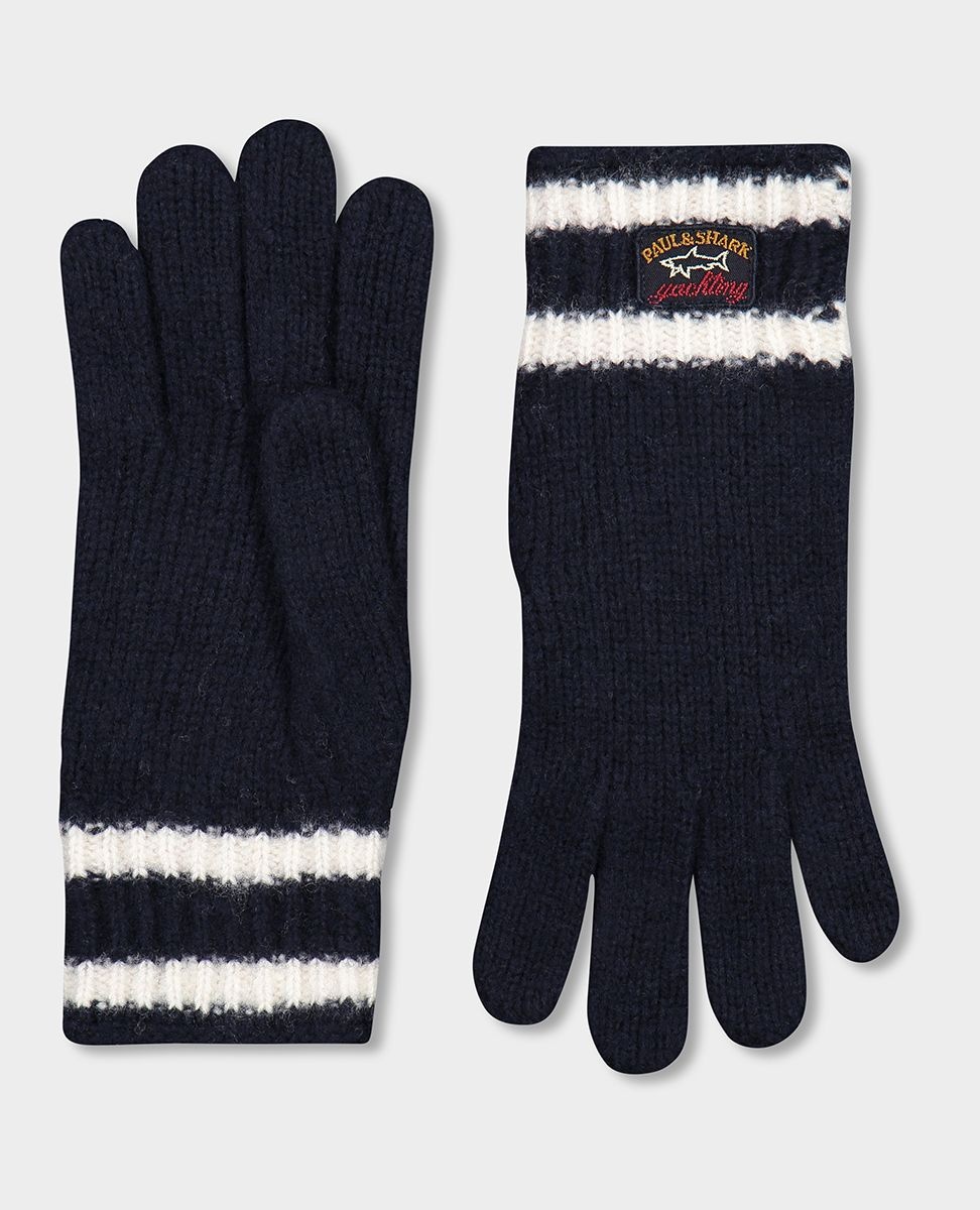 Wool Gloves with striped wrist - 1