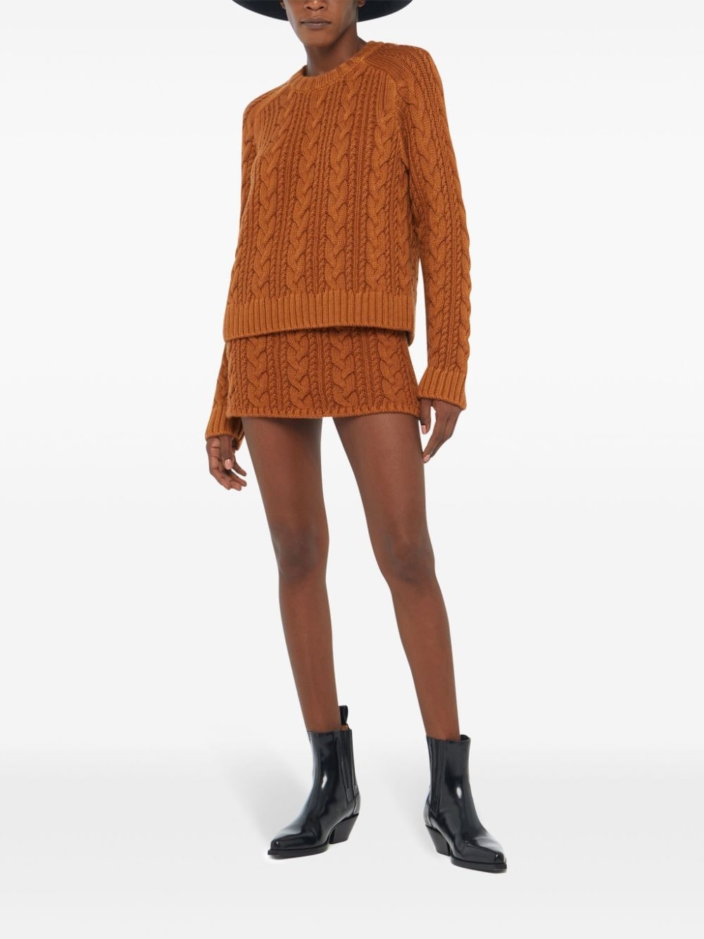 cable-knit mid-rise skirt - 2