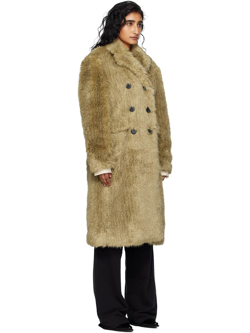 Khaki Fields Buttons Faux-Fur Coat - 2