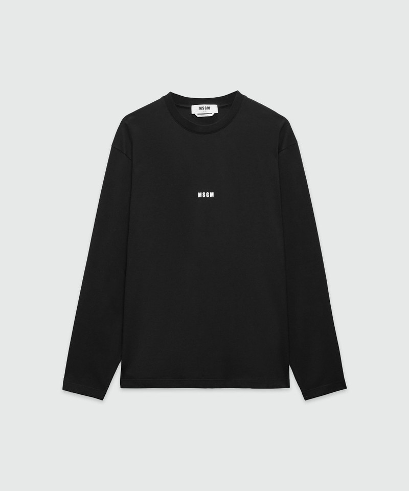 Black jersey T-shirt with micro logo print 1