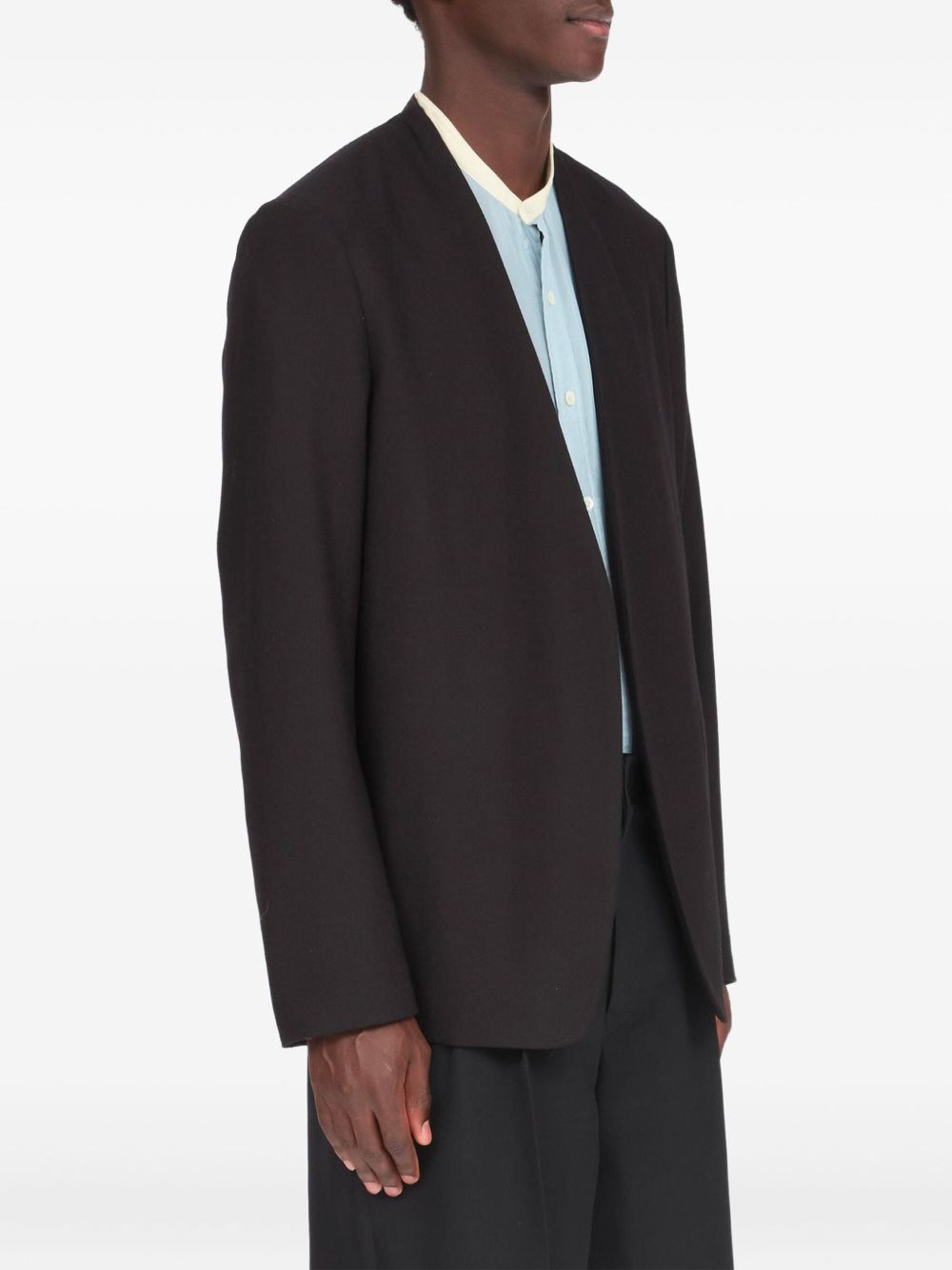 minimal collarless blazer - 2