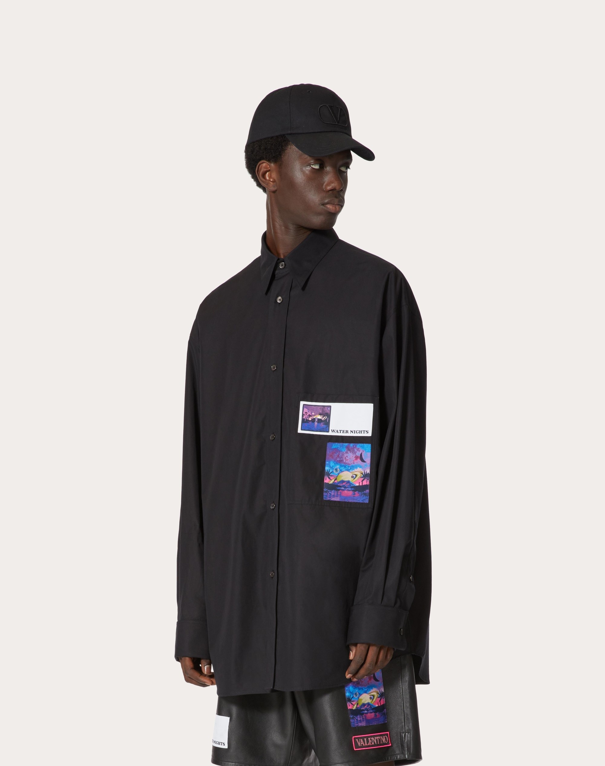 COTTON SHIRT WITH BROCADE PATCH - 3