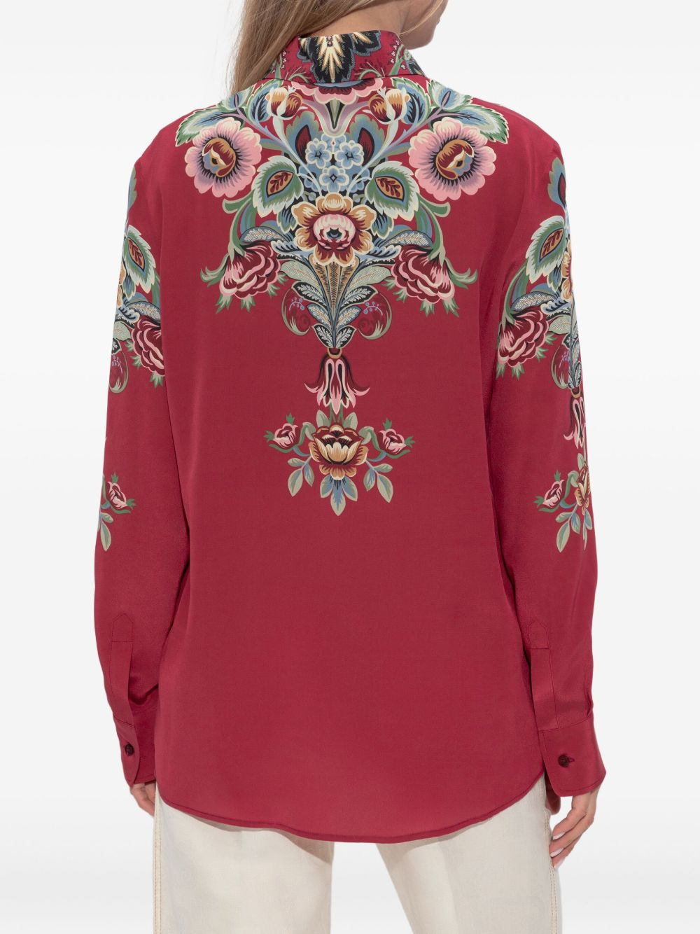 floral-print silk shirt - 4