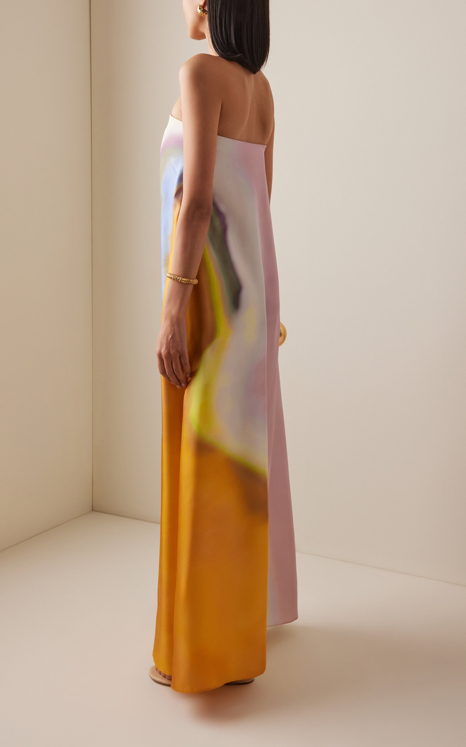 Aura Silk Strapless Dress orange - 4