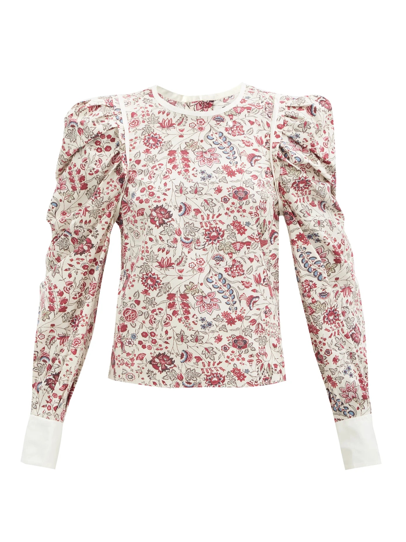 Celwood puff-shoulder floral-print cotton top - 1