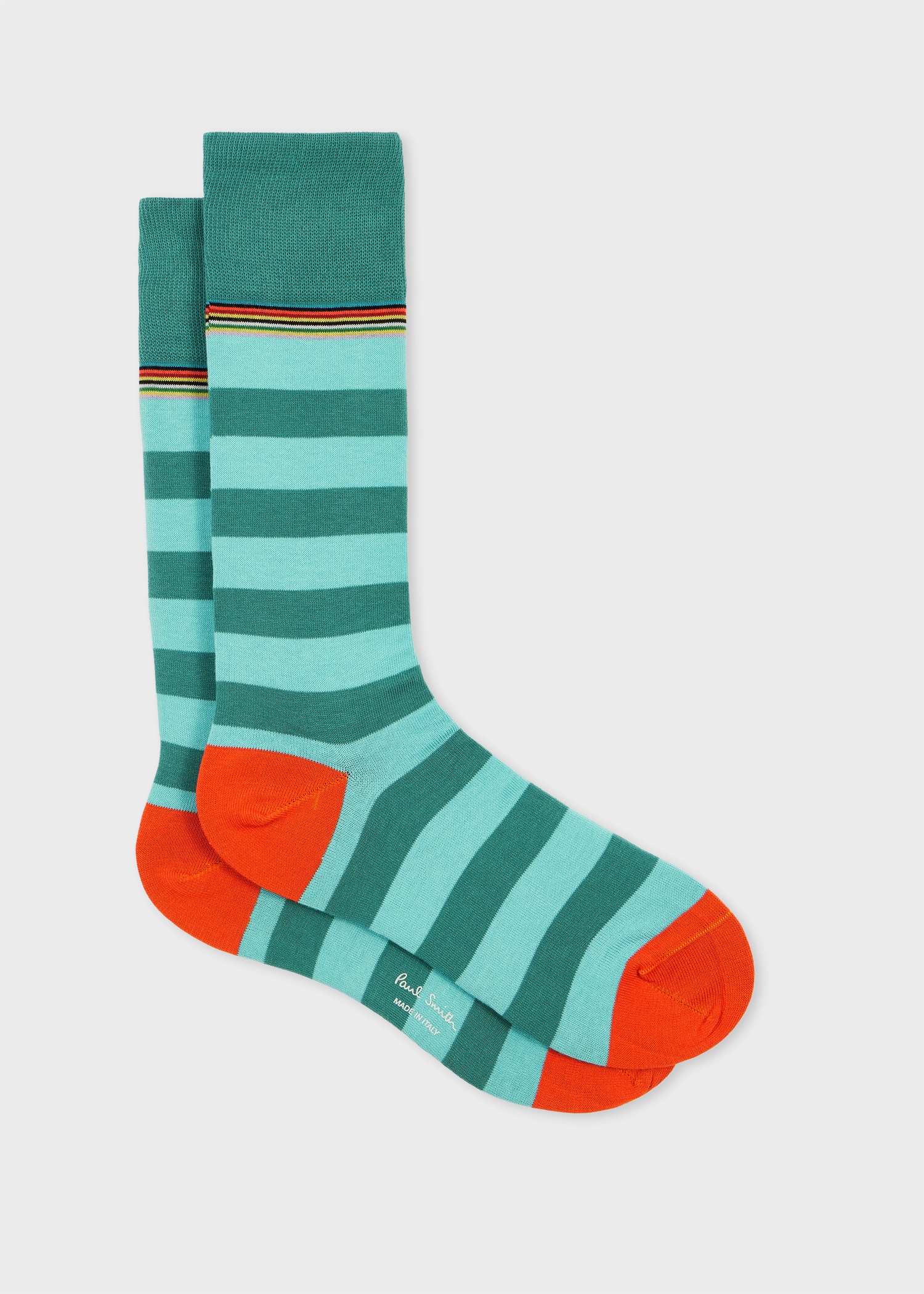 Green Contrast 'Signature Stripe' Socks - 1