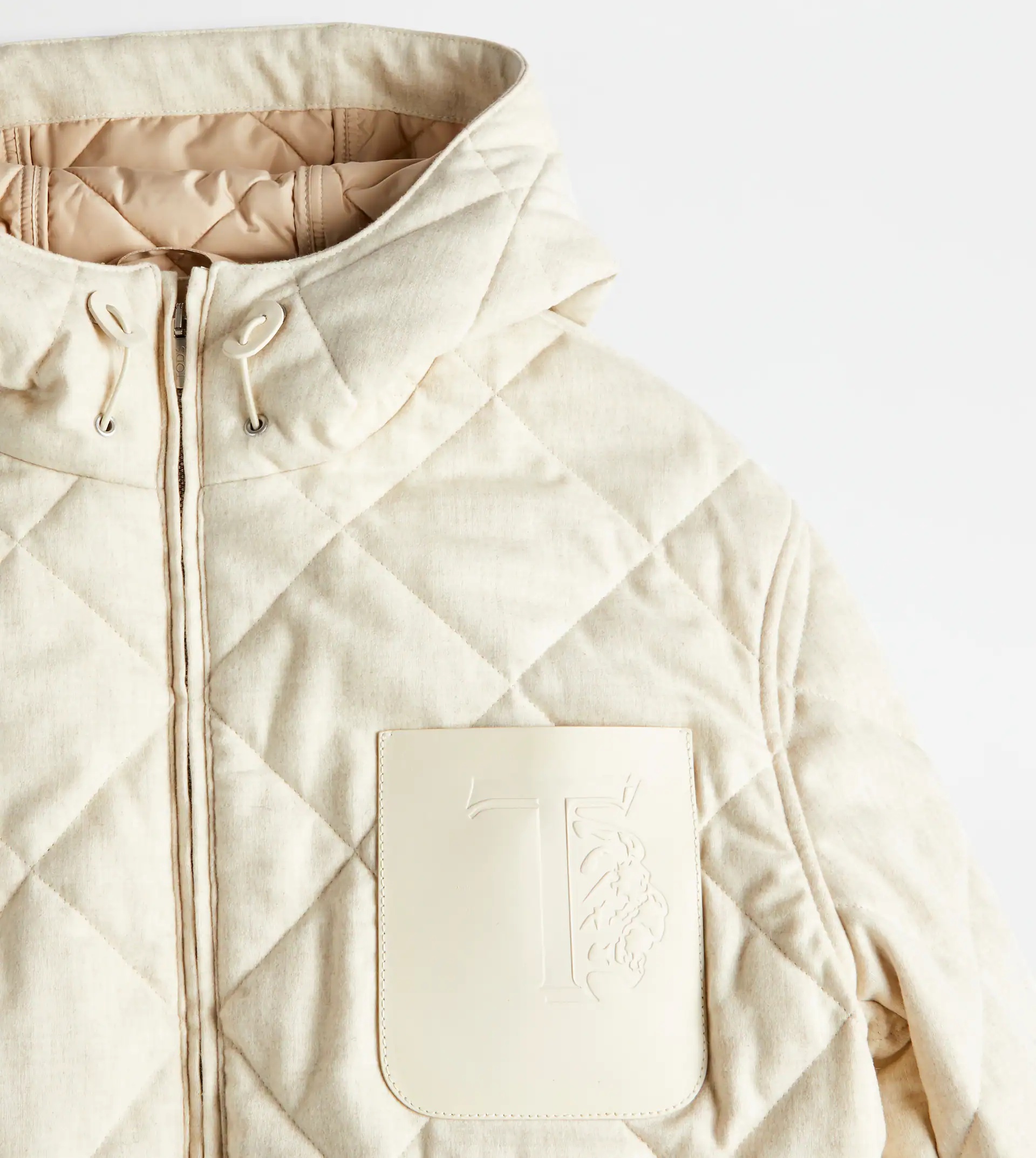 TOD'S QUILTED OVER BOMBER JACKET - BEIGE - 6