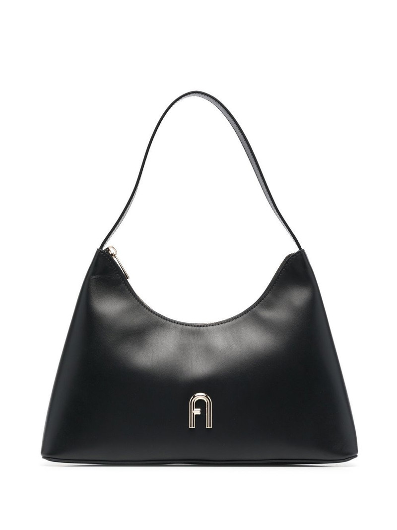logo-plaque leather shoulder bag 1