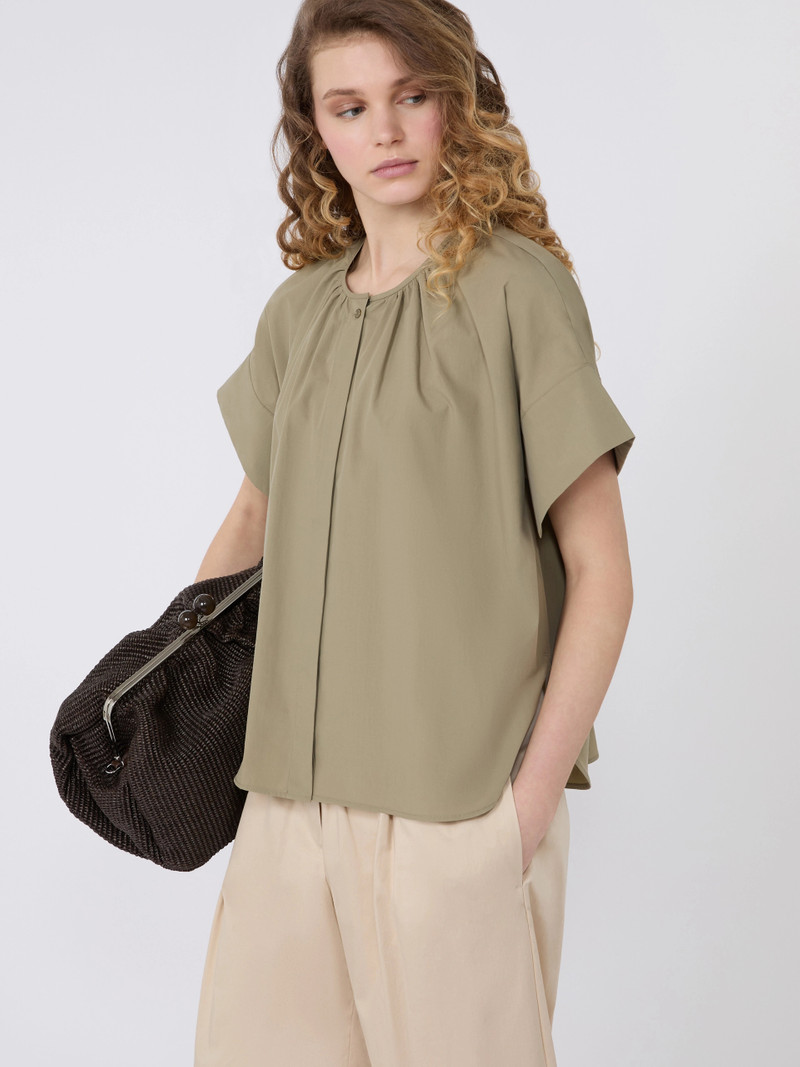 EDUCATA Cotton poplin crew-neck shirt - OLIVE GREEN 5