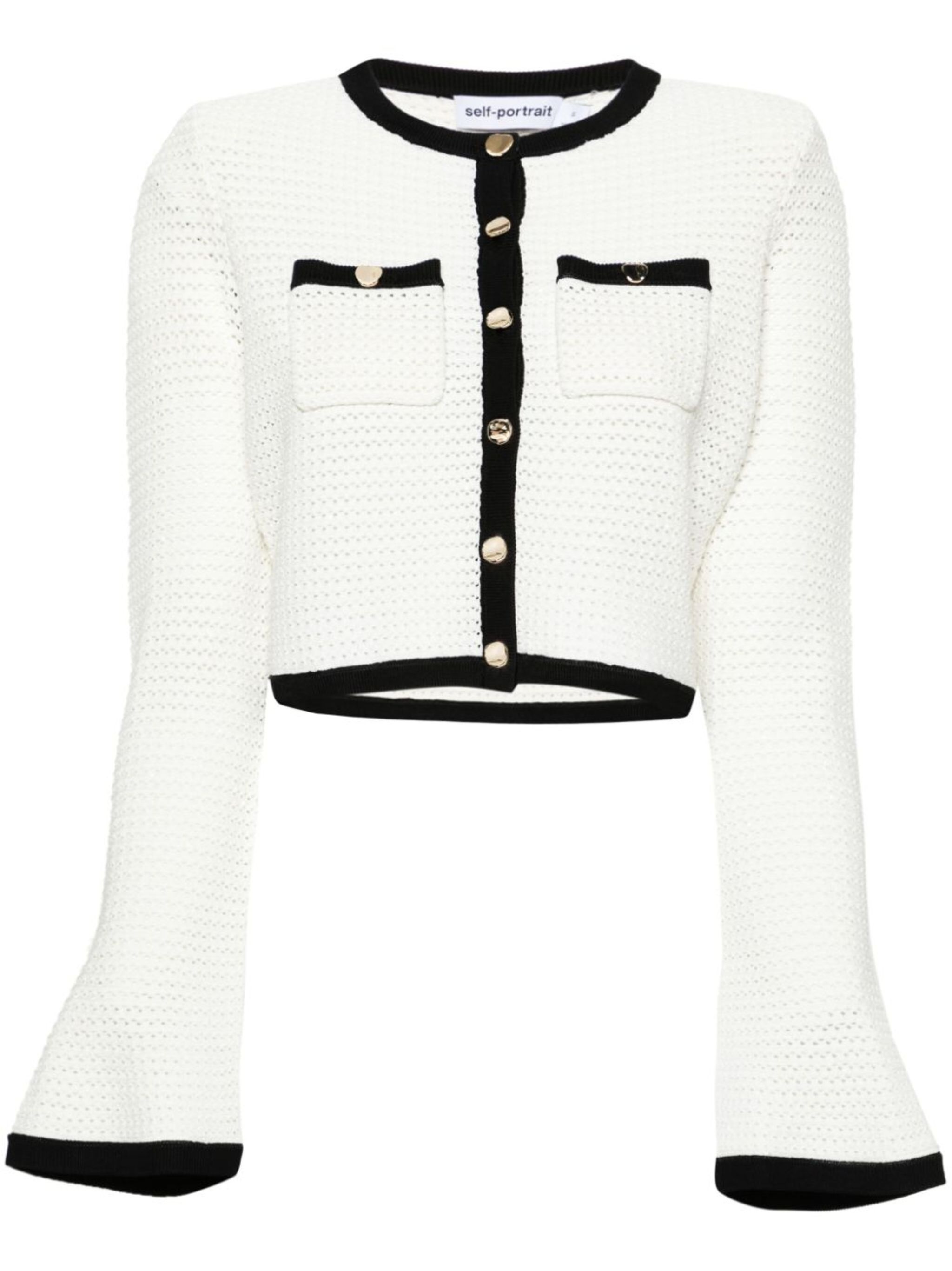 pointelle-knit cropped cardigan - 1