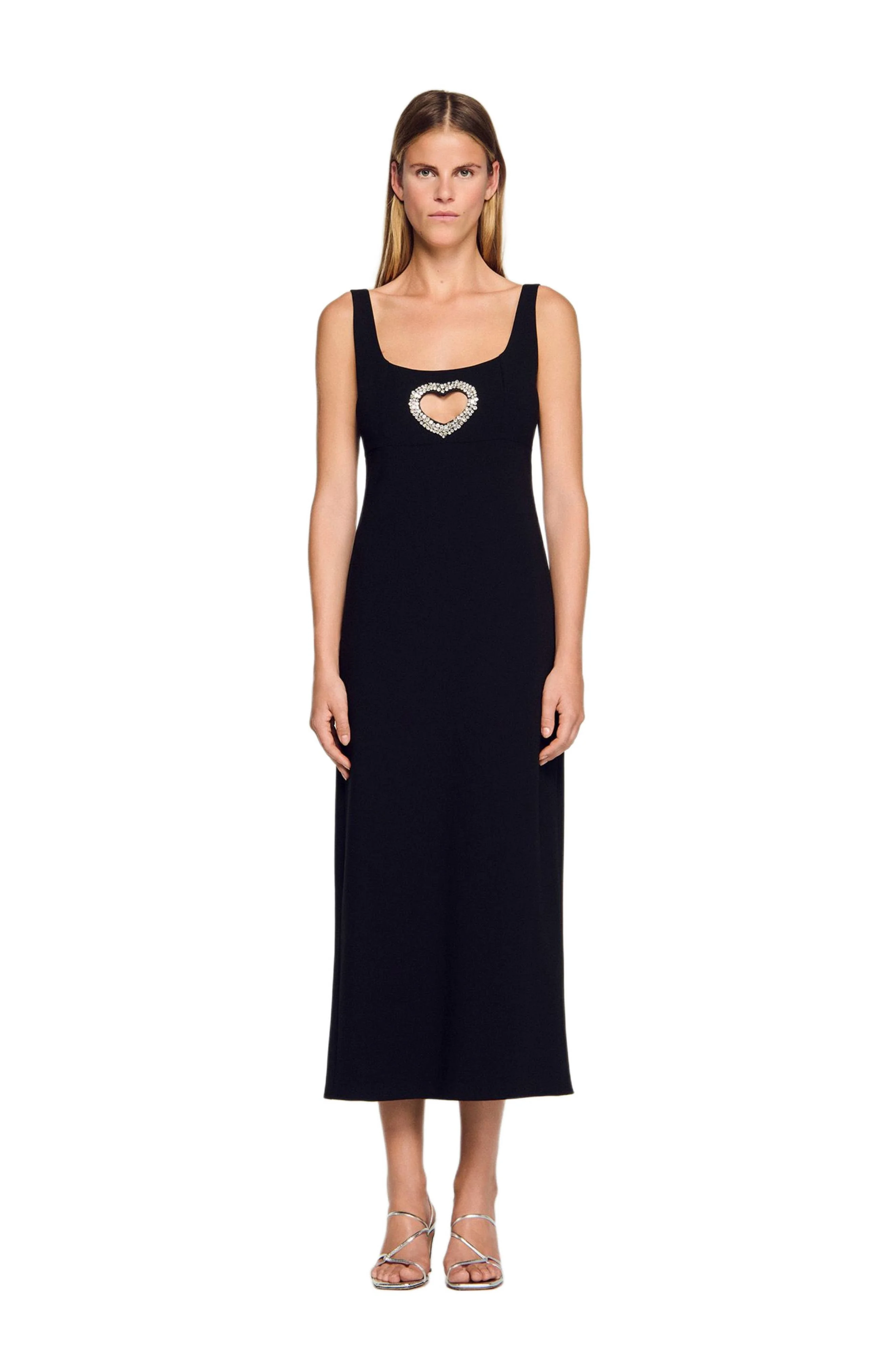SANDRO Rhinestone heart maxi dress in Black at Nordstrom - 1