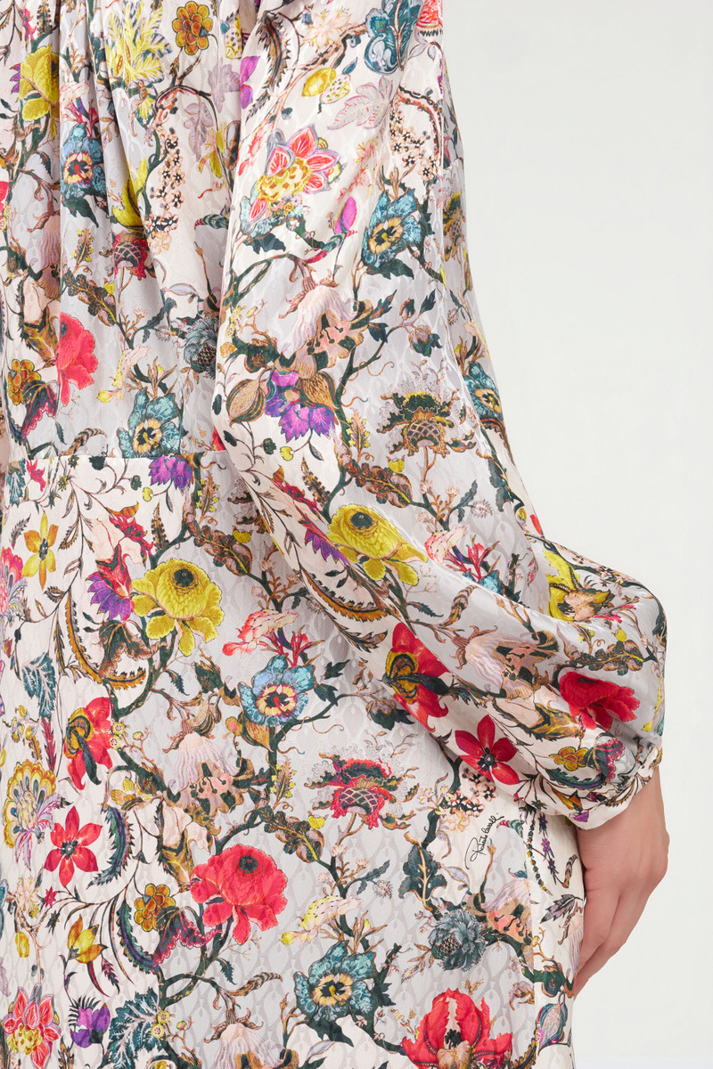 Long Silk Dress with Florentine Flowers Print 7