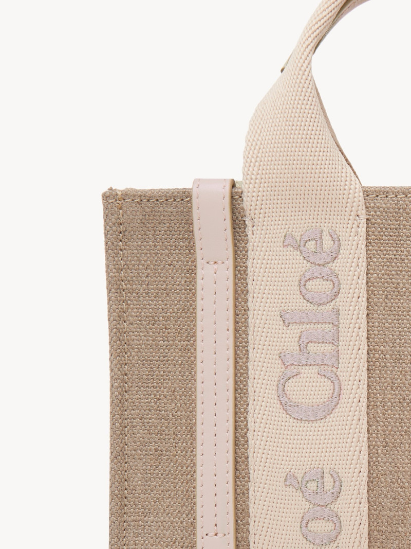 MINI WOODY TOTE BAG IN LINEN 5