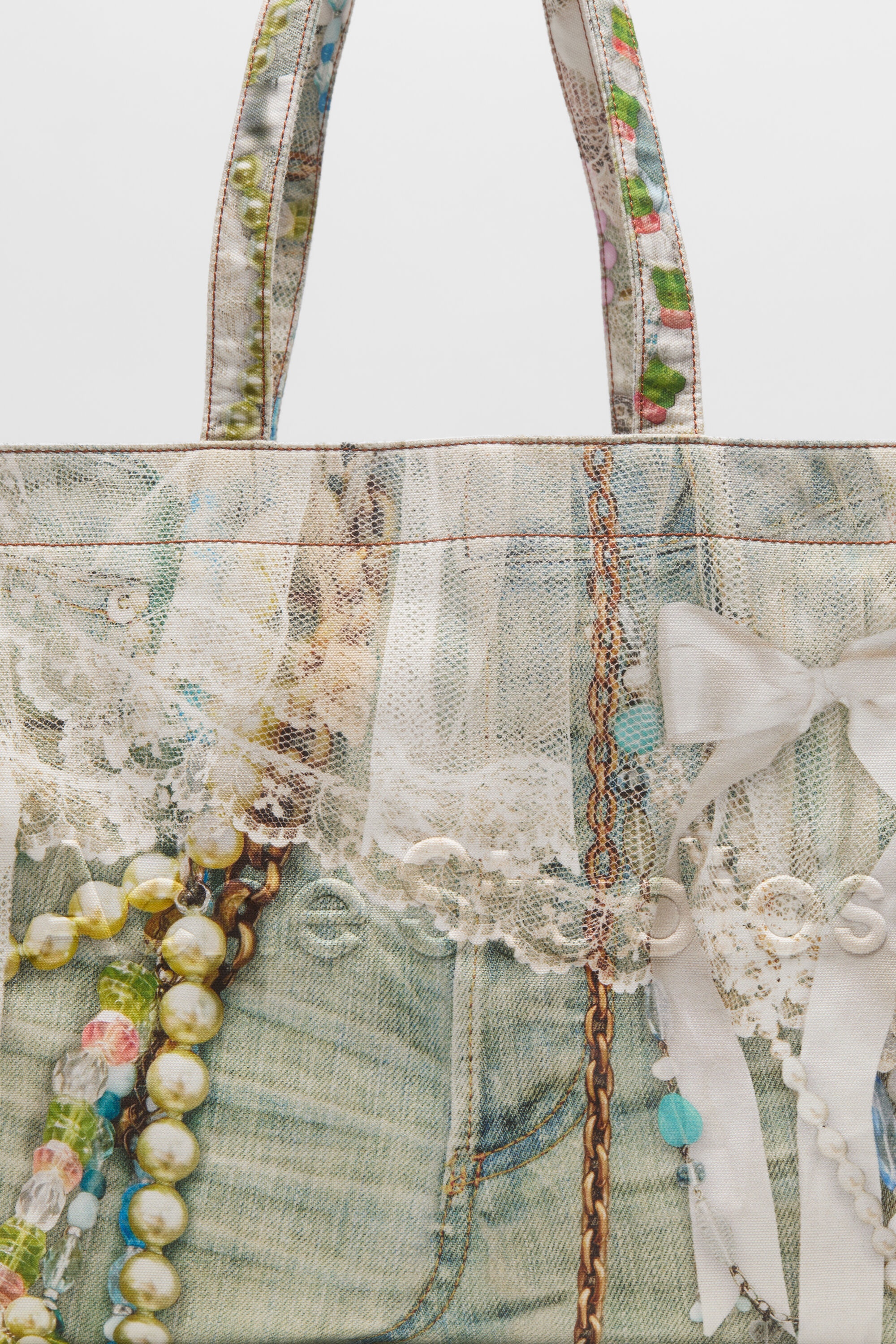Logo Shoulder Tote Bag - White/green - 5