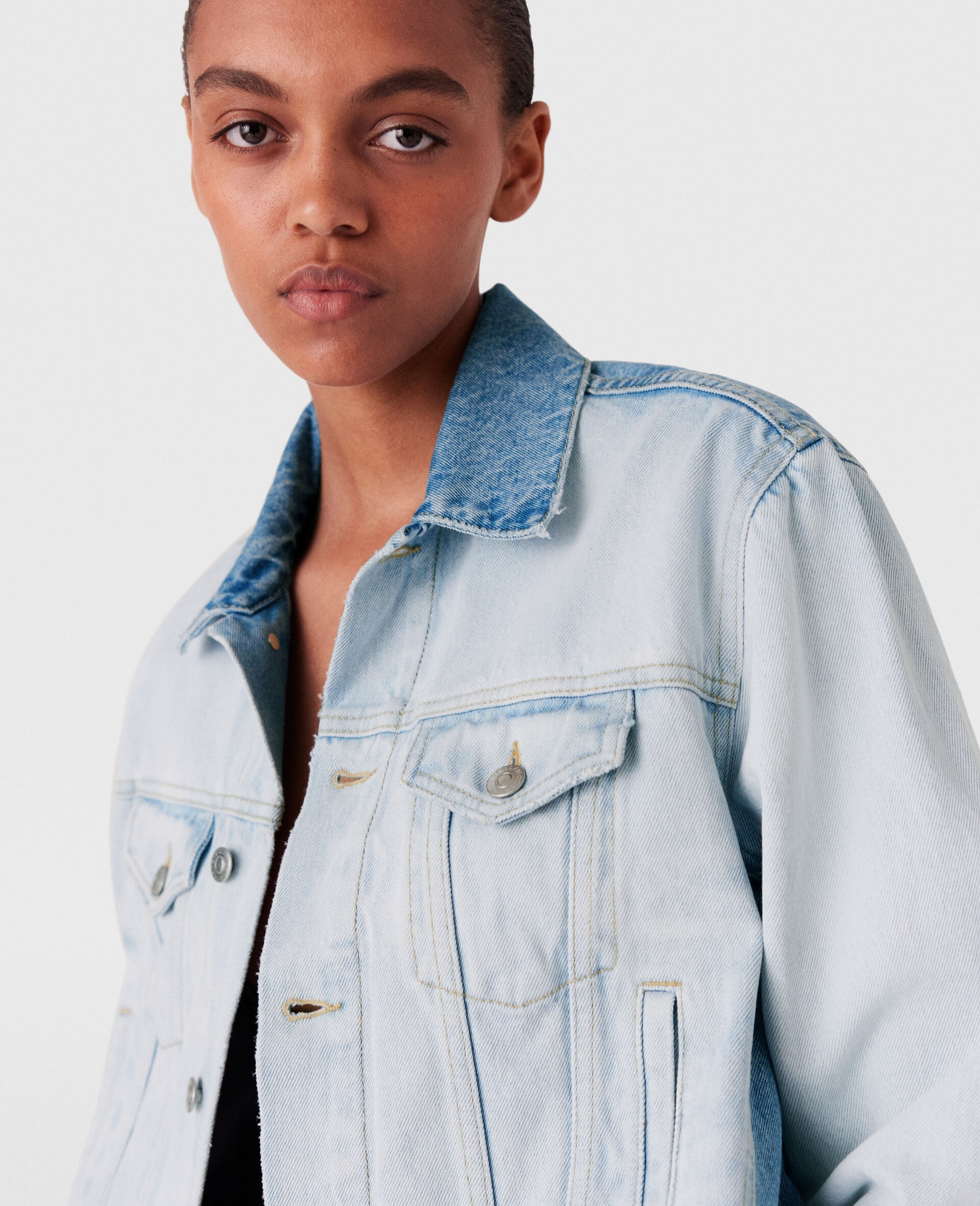 Contrast Panel Denim Jacket - 4