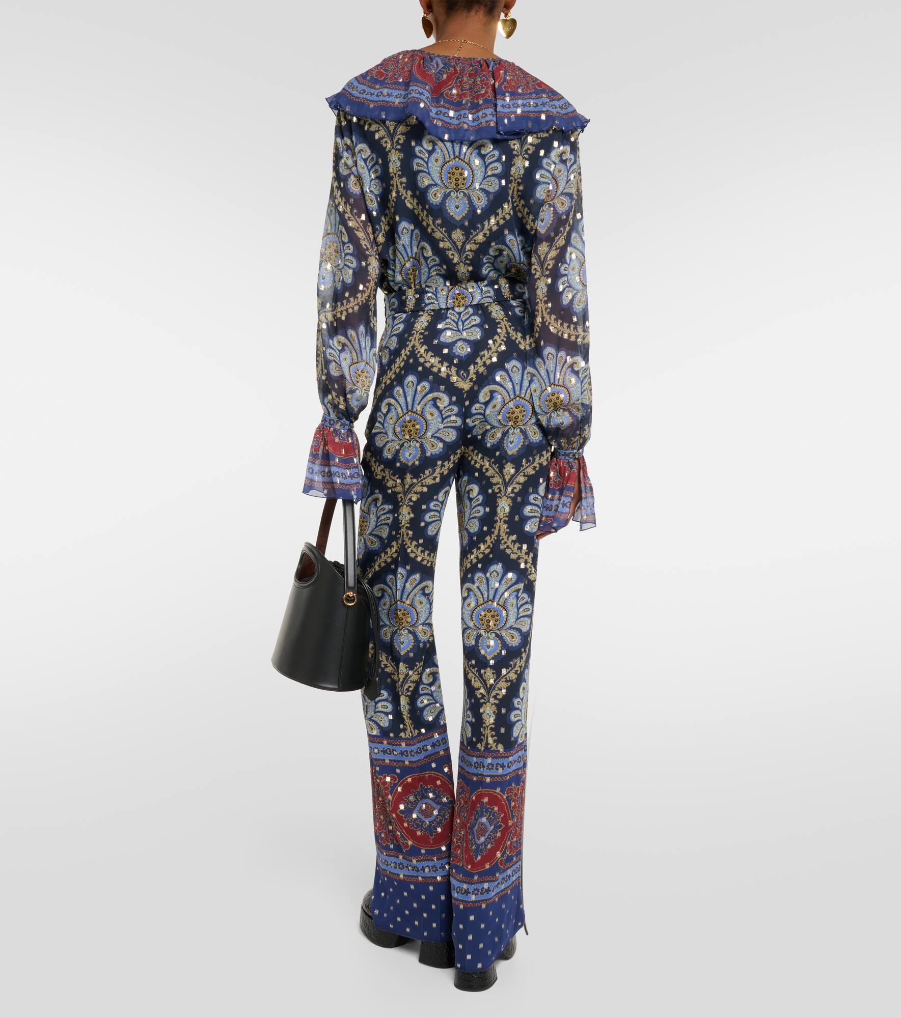 Paisley silk-blend wide-leg pants - 3