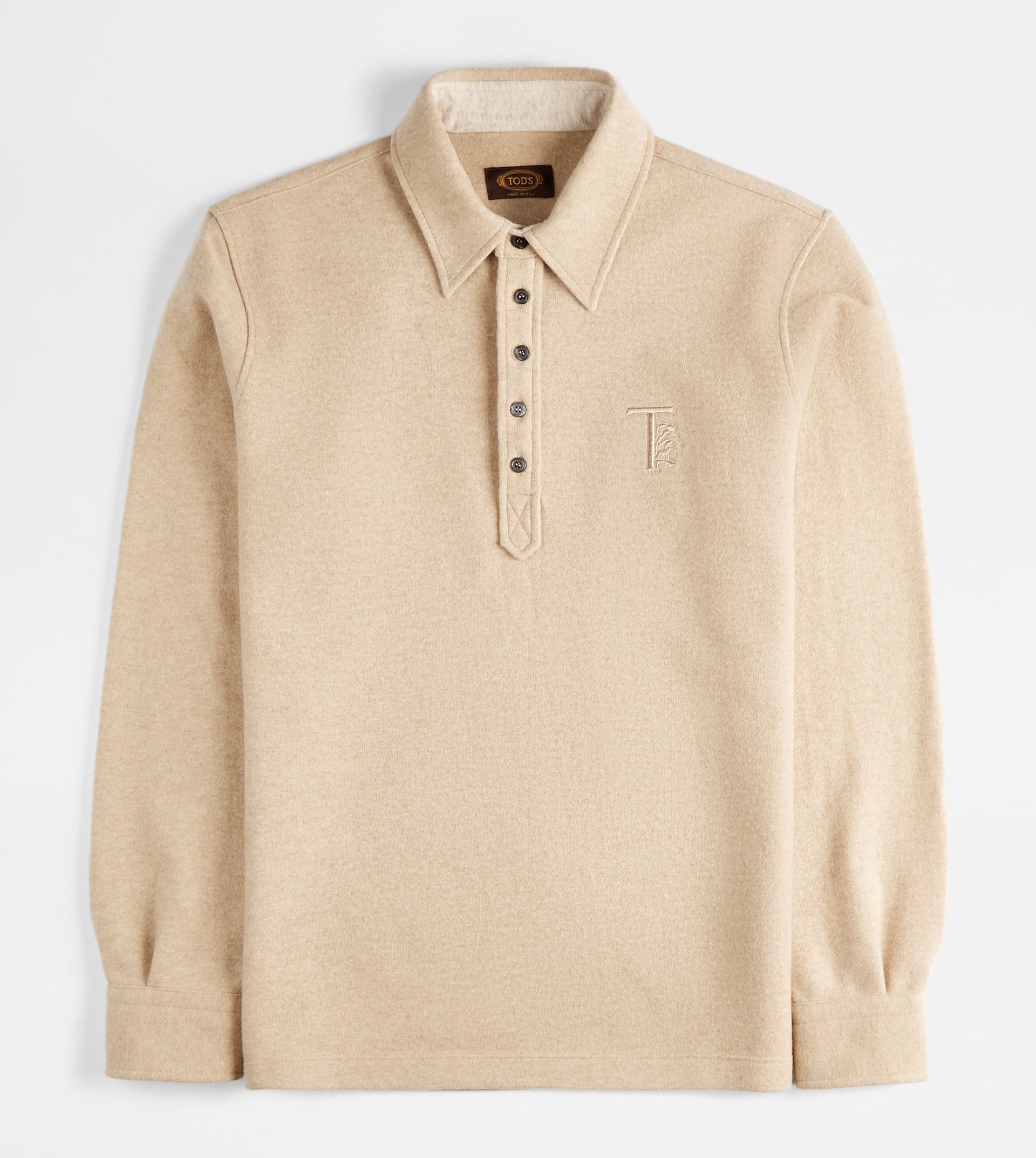 CASHMERE BLEND POLO SHIRT - BEIGE - 1