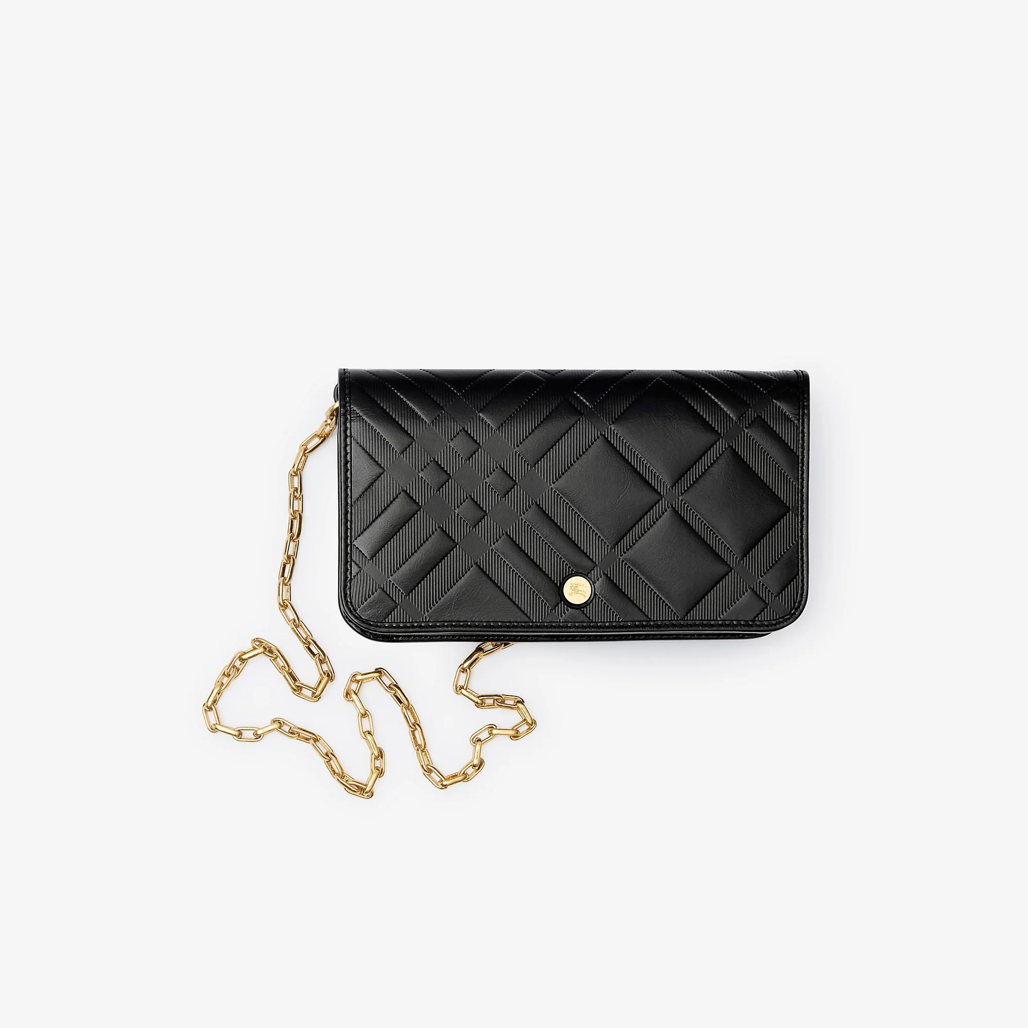 Embossed Check Chain Strap Wallet - 1