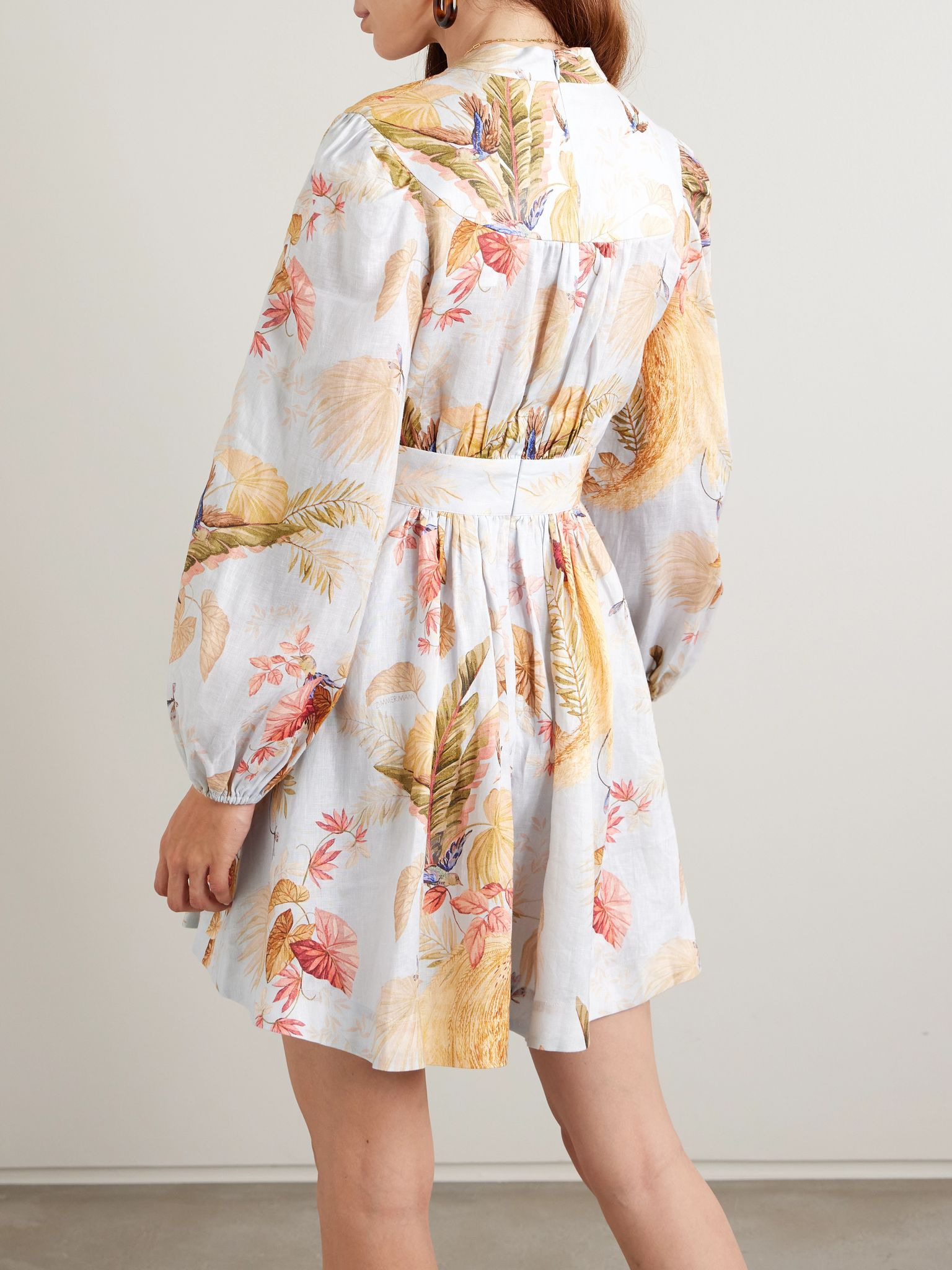 Ascension floral-print linen mini dress White - 3