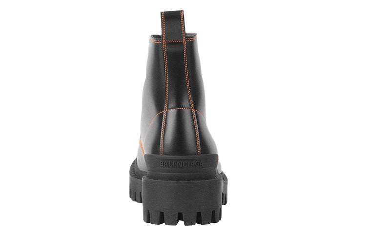 Balenciaga Strike 20mm Lace-up Martin Boots Black/Orange 589338WA9641075 - 4