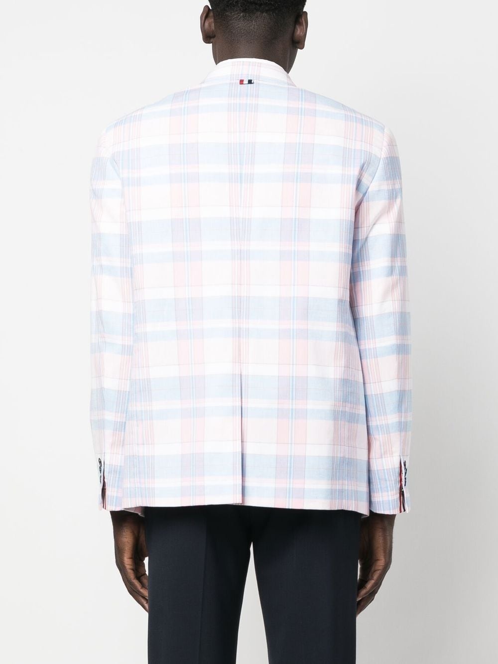 plaid-check pattern cotton blazer - 4