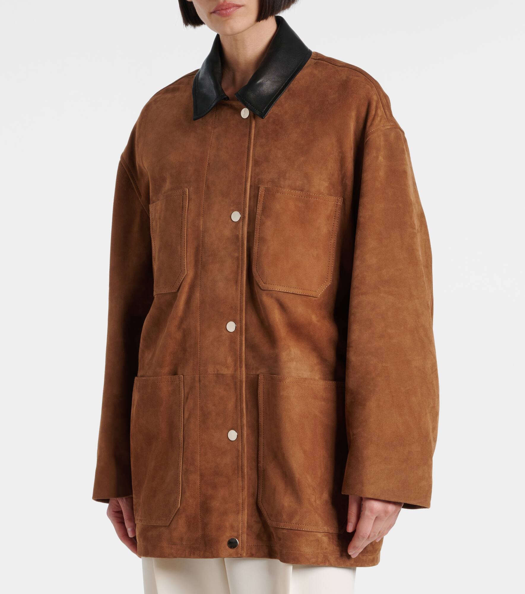 Barn leather-trimmed suede jacket - 6