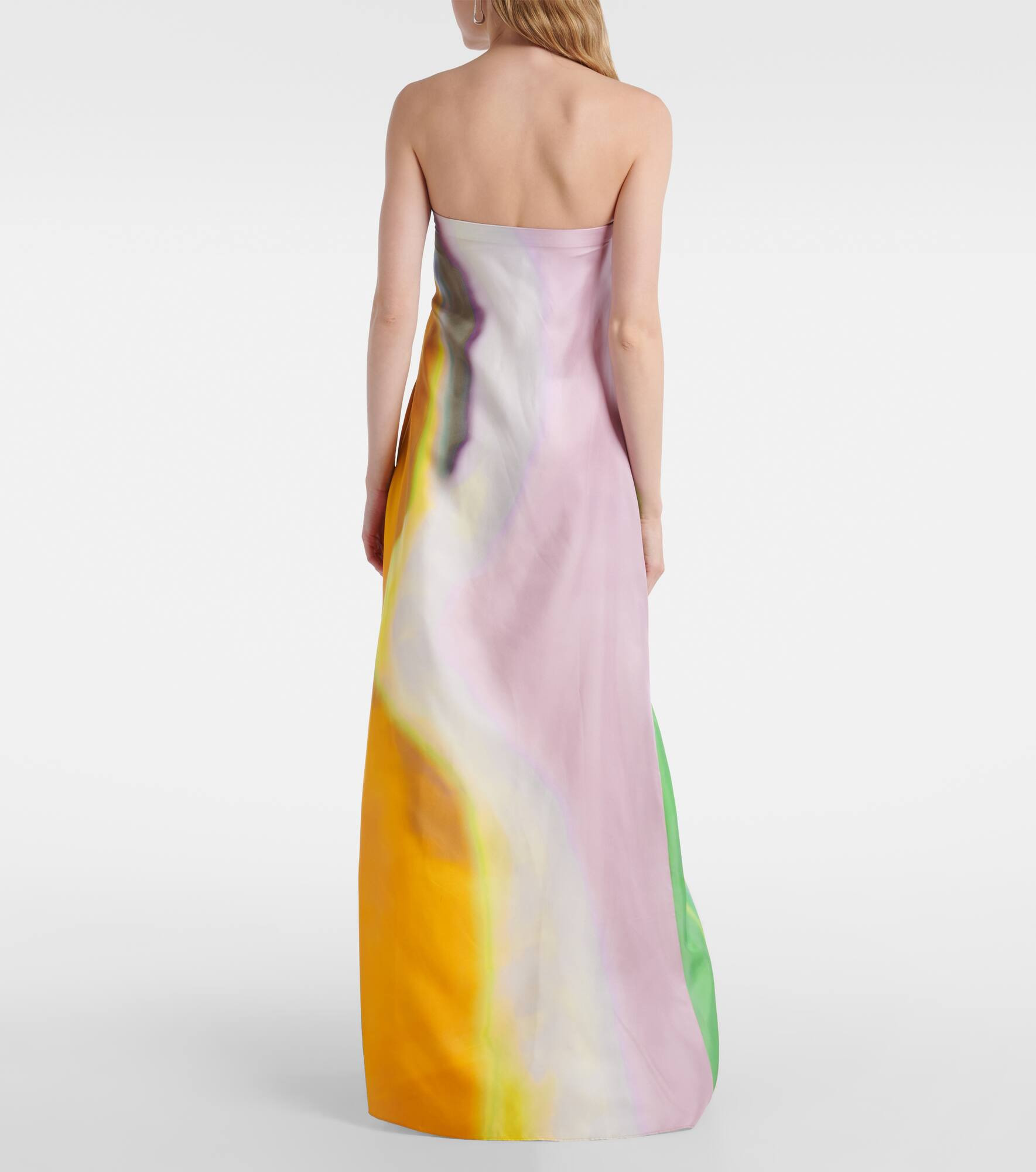 Printed silk satin maxi dress - 3