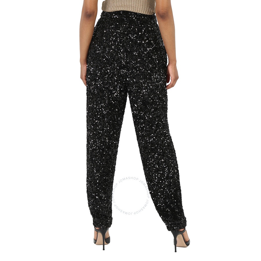 Rotate Ladies Black Sequin High-Waisted Trousers, Brand Size 36 (US Size 2) - 4