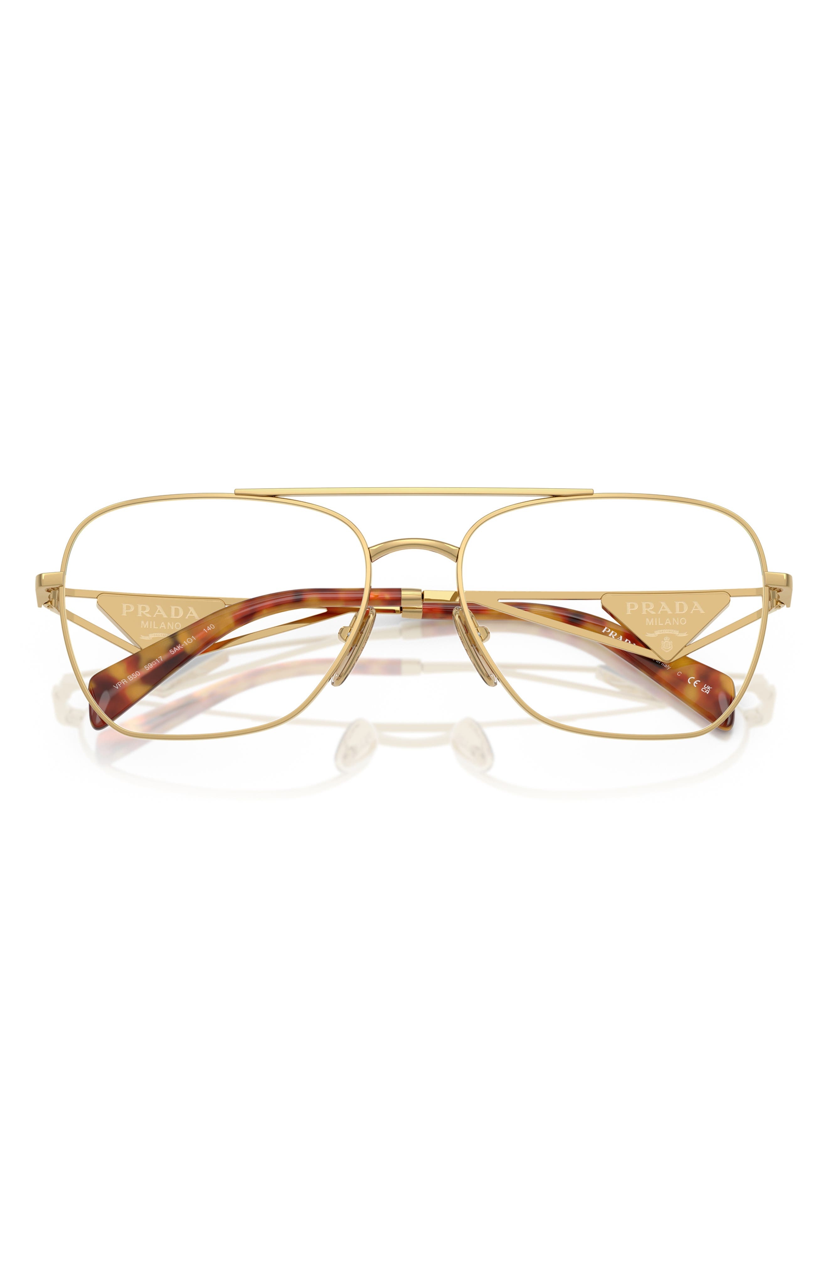 Prada 59mm Pilot Optical Glasses in Gold at Nordstrom - 5